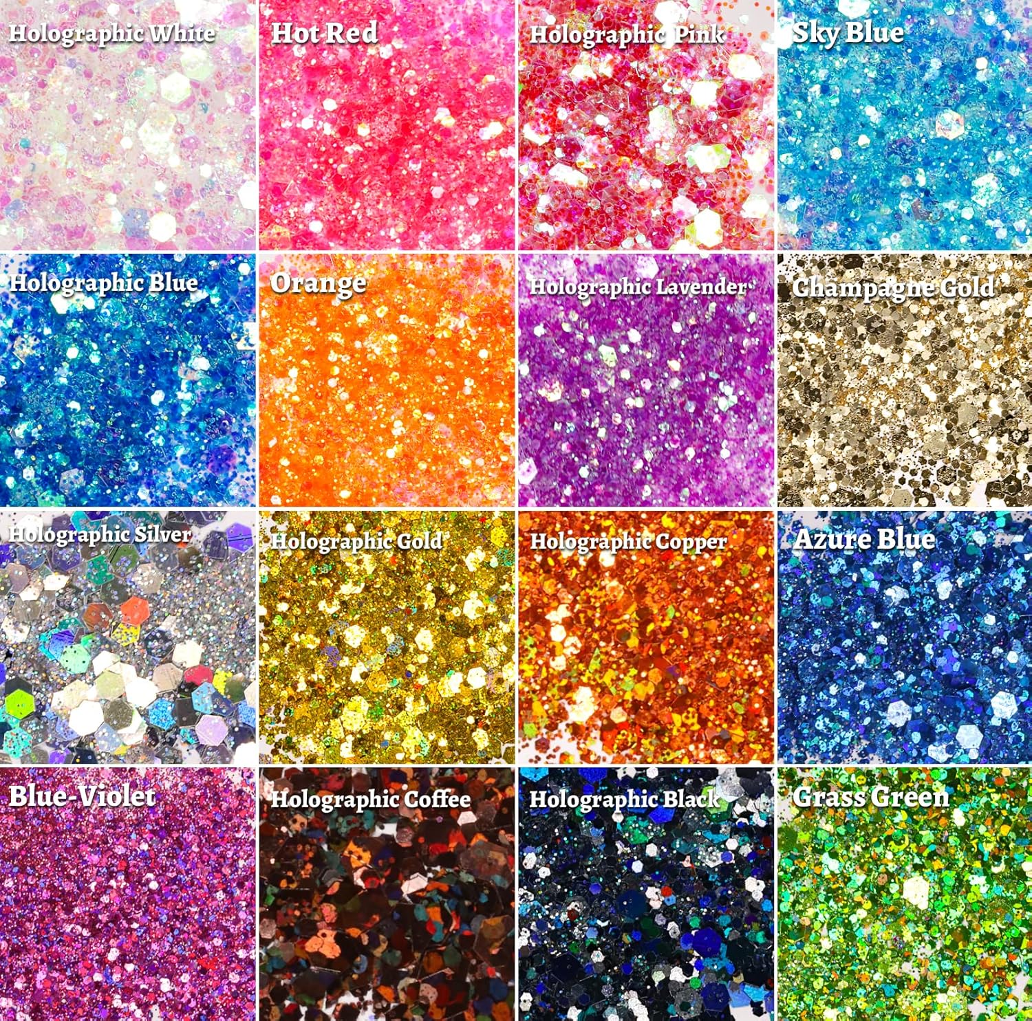 Thumbnail 2 de LEOBRO Fine & Chunky Glitter Set (32 jars) – extra fine and holographic chunky craft glitter