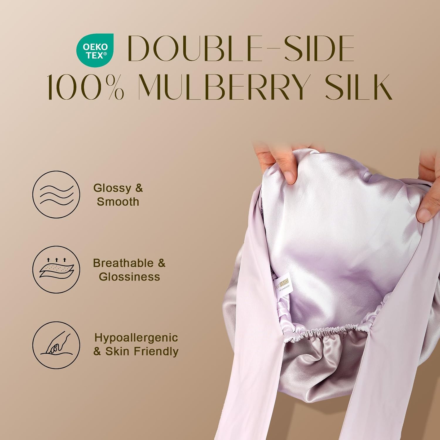 Thumbnail 1 de ZIMASILK 100% Mulberry Silk Bonnet for Sleeping Women with Double-Layer Silk Hair Wrap