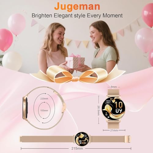 Thumbnail 7 de Jugeman Montre Connectée Femme 1,33" – Montre Intelligente dorée, appels Bluetooth et suivi santé