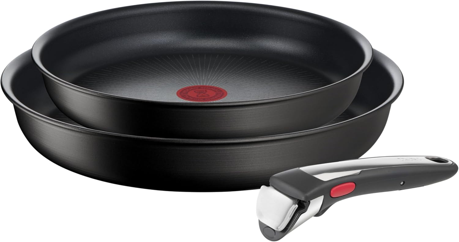 Tefal Ingenio Unlimited On 3-teiliges Pfannenset mit abnehmbarem Griff, 24/28 cm – induktionsgeeignet