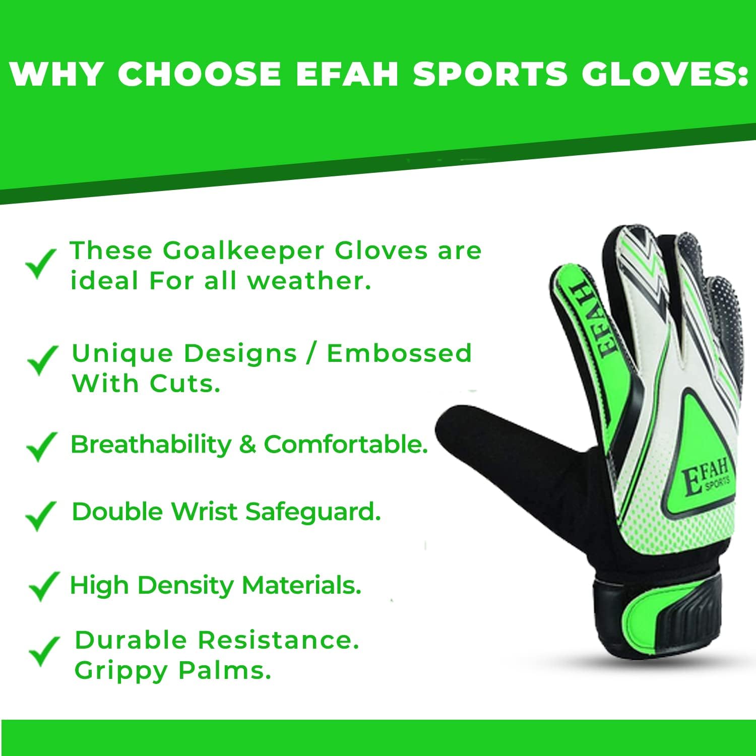 Thumbnail 4 de EFAH SPORTS Soccer Goalie Gloves for Kids with Strong Grips Palms