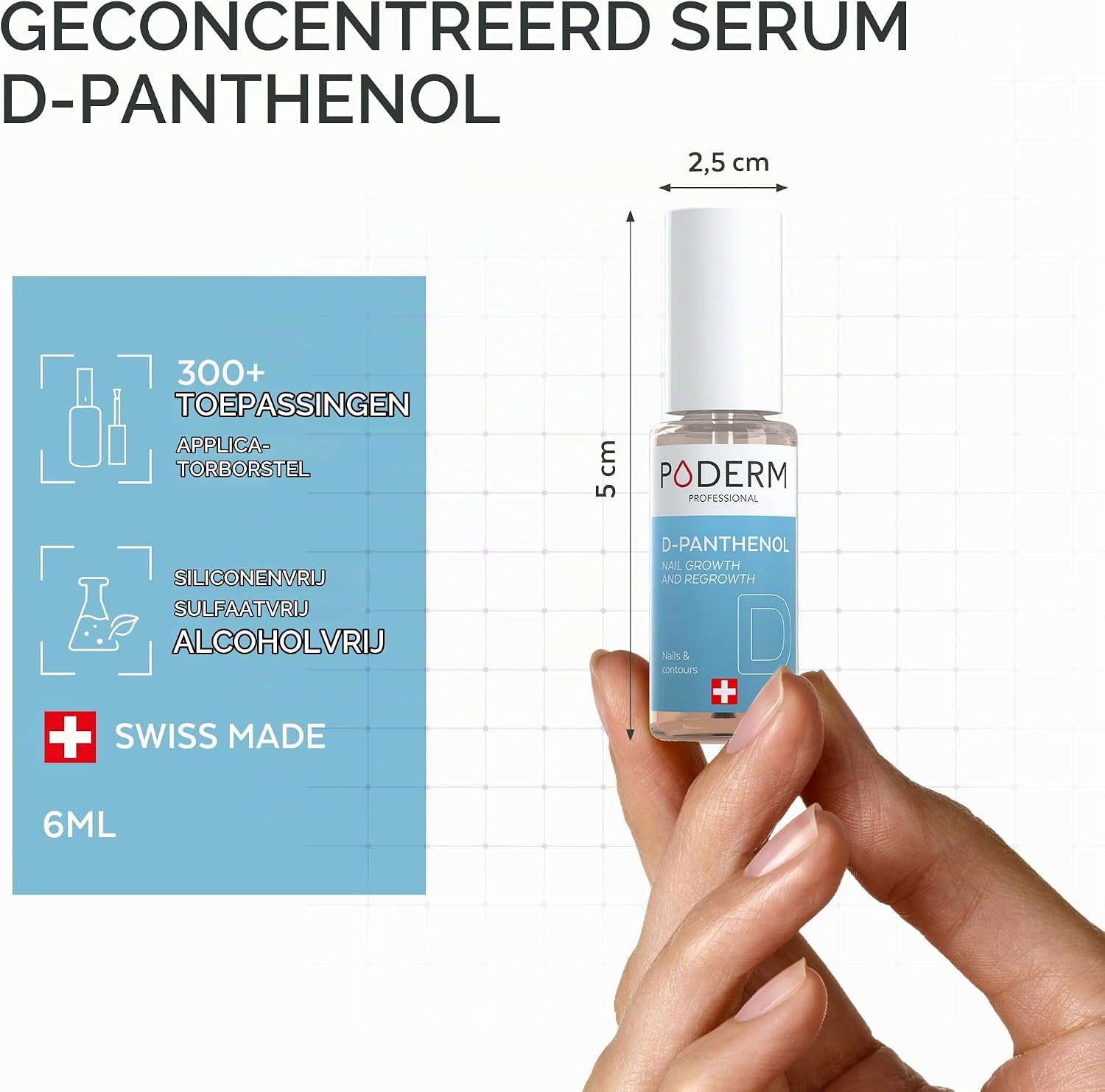 Detalle 2 de PODERM 5 in 1 Nail Booster serum met D-panthenol, 6 ml