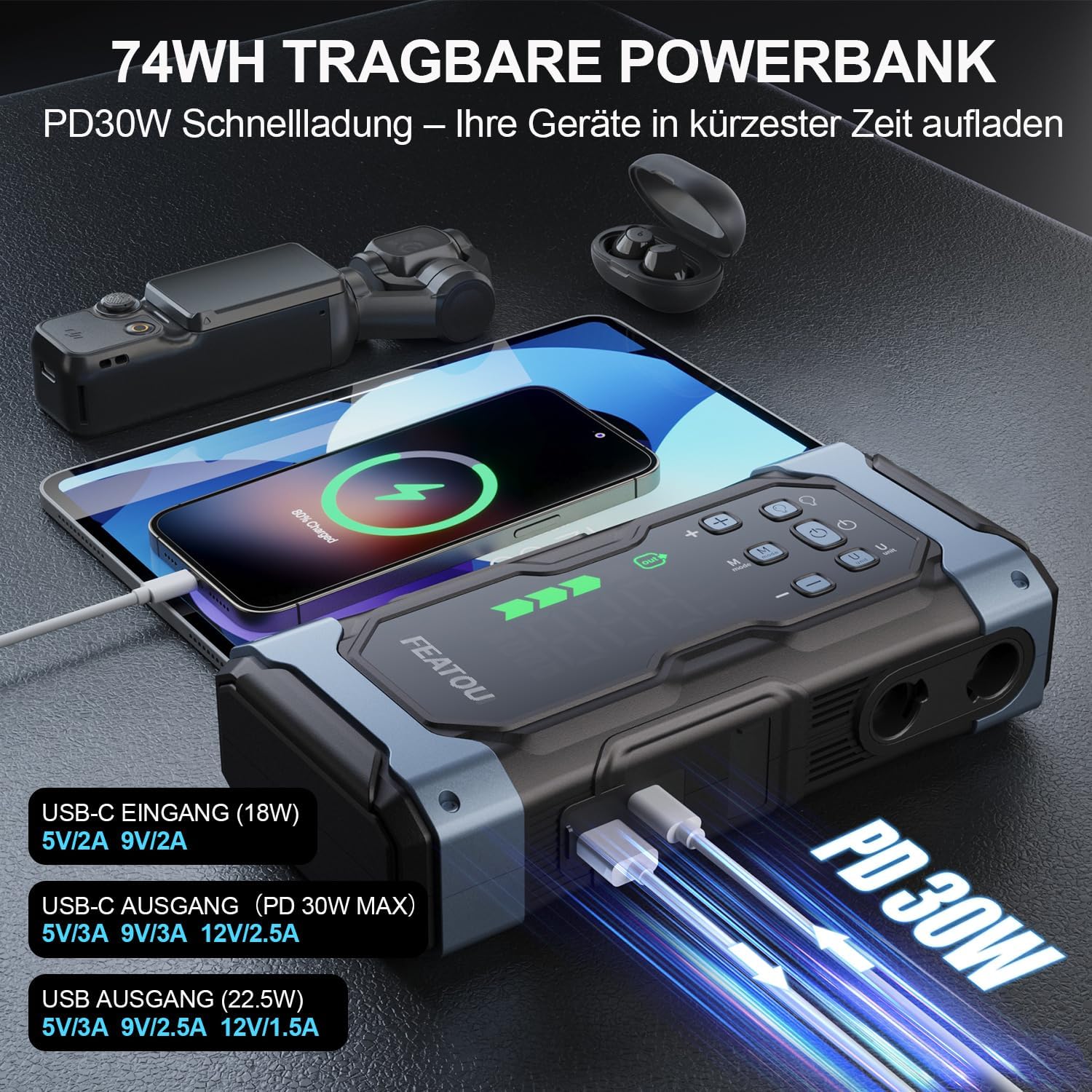 Thumbnail 4 de Starthilfe Powerbank 7000A Autostarter mit Luftpumpe