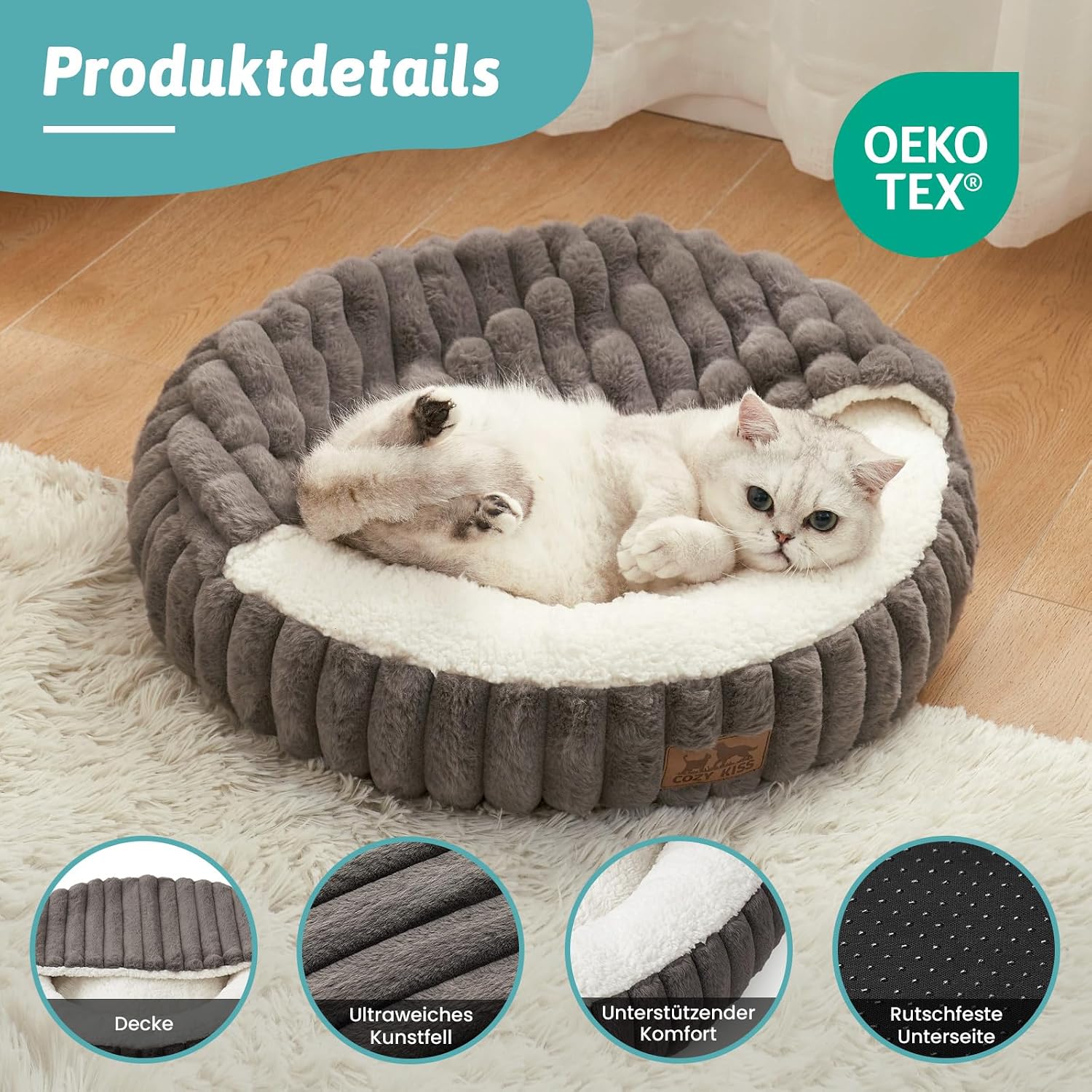 Detalle 2 de COZY KISS Katzenbett 58x58x15cm