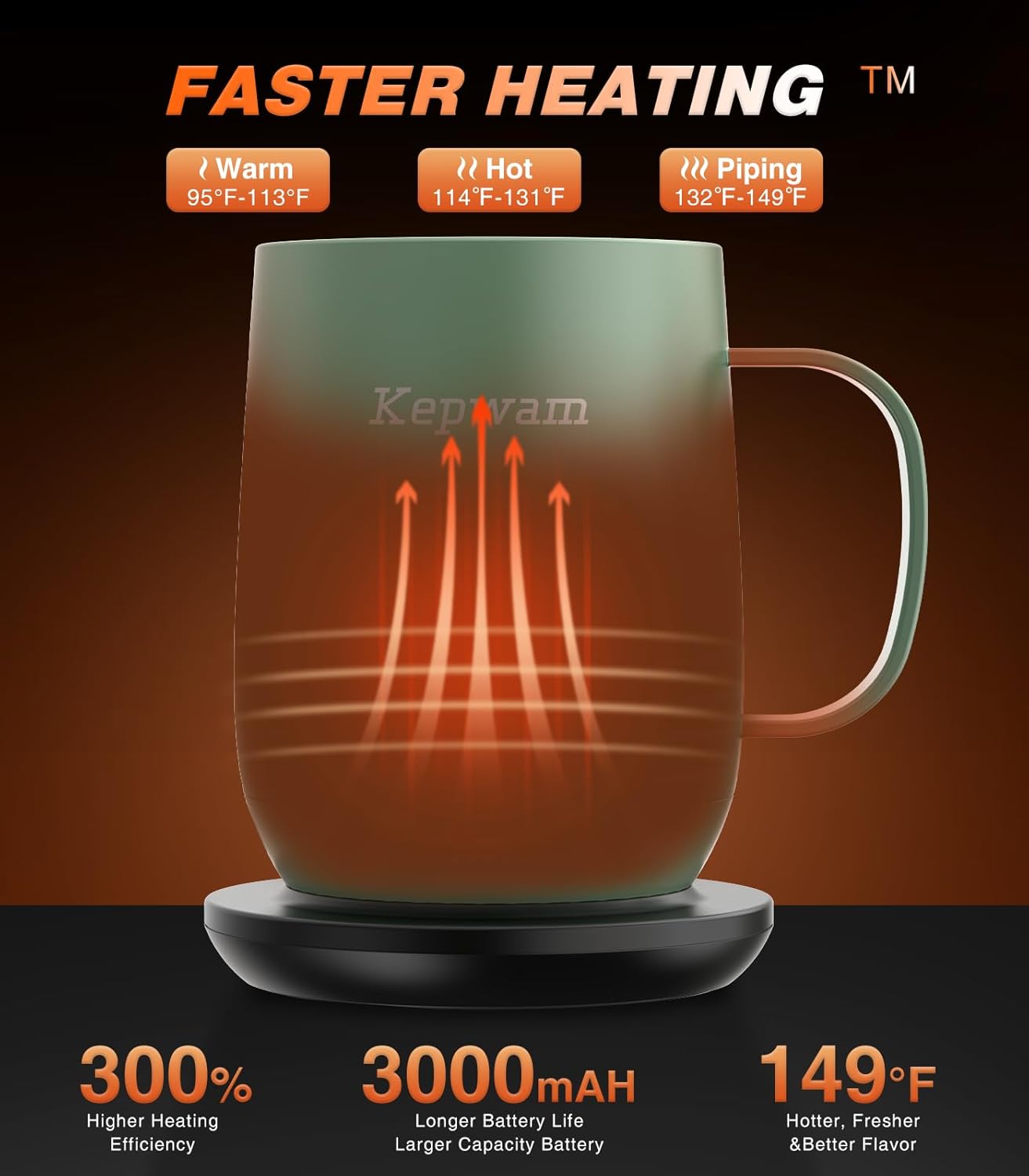 Thumbnail 1 de Kepwam Self Heating Coffee Mug T2 (16oz) — 3 Temperature Settings, No-App Smart Heated Mug
