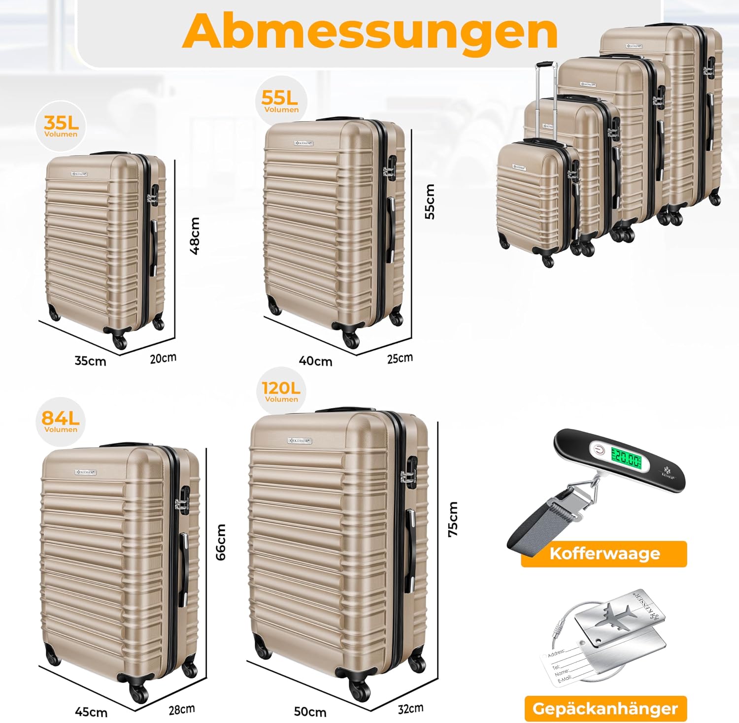 Detalle 2 de KESSER 4tlg Hartschalenkofferset Hartschalenkoffer ABS