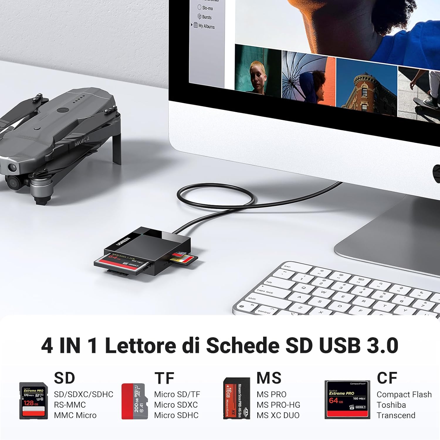 Thumbnail 2 de Lettore di Schede USB 3.0 4 in 1 di UGREEN: SD/TF/MS/CF