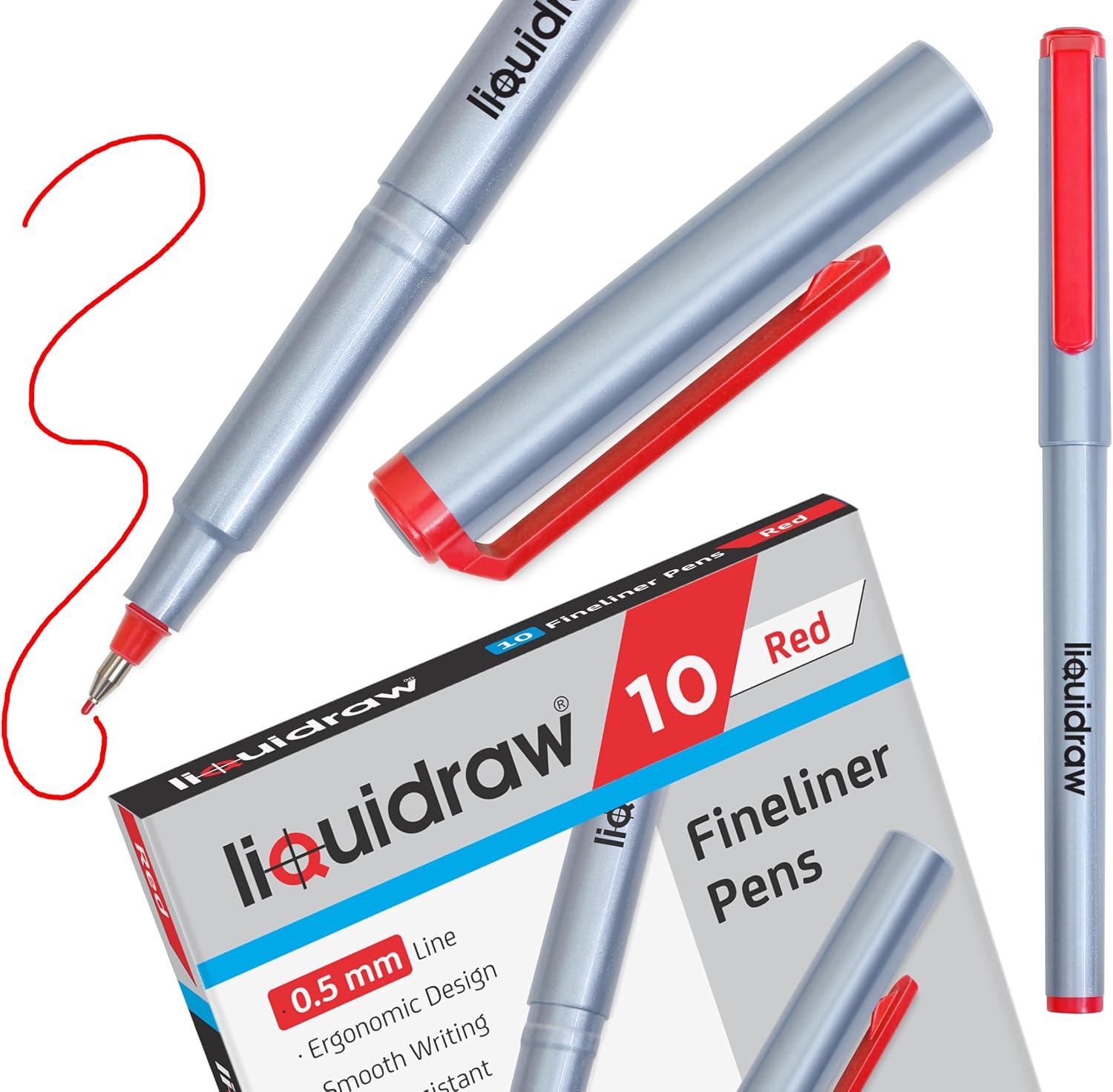 Thumbnail 6 de Liquidraw レッドファインライナー 10本セット 0.5mm細字・収納ケース付き