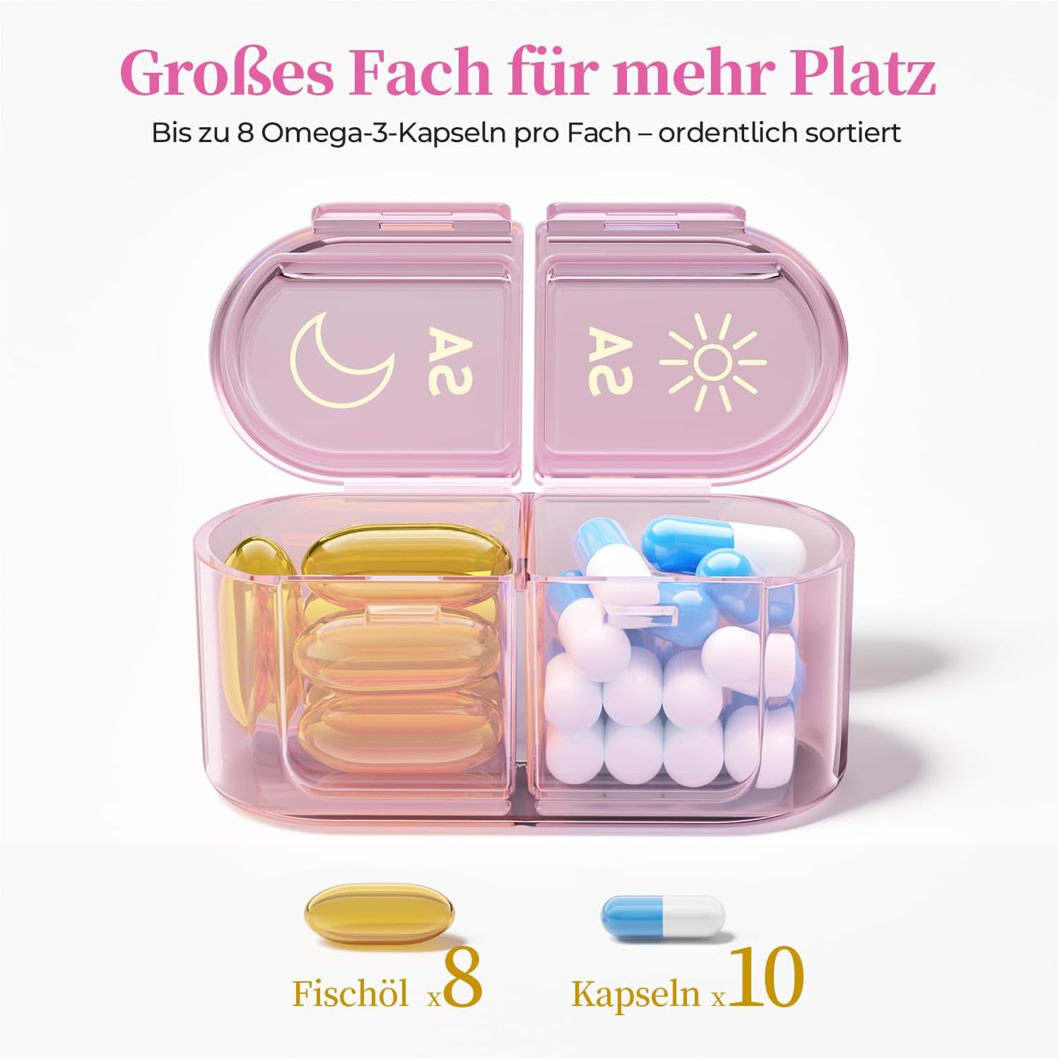 Thumbnail 1 de Betife Tablettenbox für 7 Tage (2× täglich) mit 2 Schublenboxen, 14 Fächer für unterwegs – violett