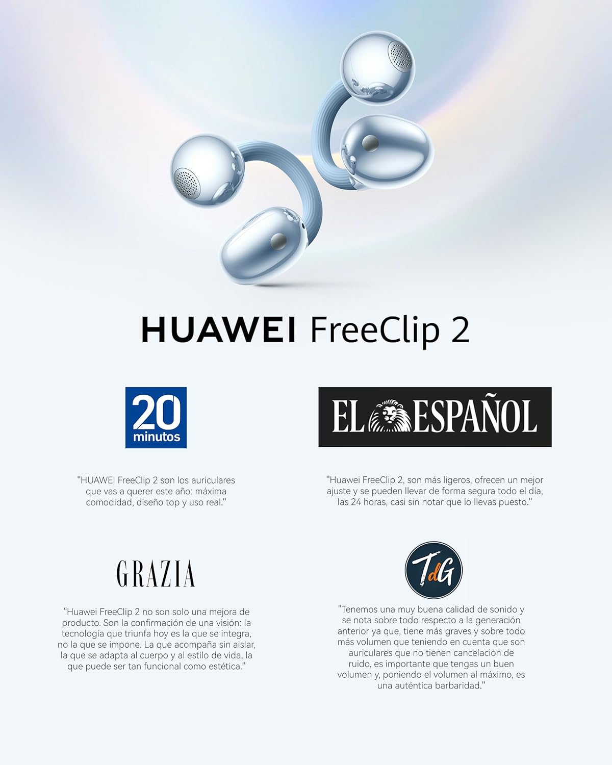 Detalle de HUAWEI FreeClip 2 Blanco + FreeBuds SE 3 Negro 38h