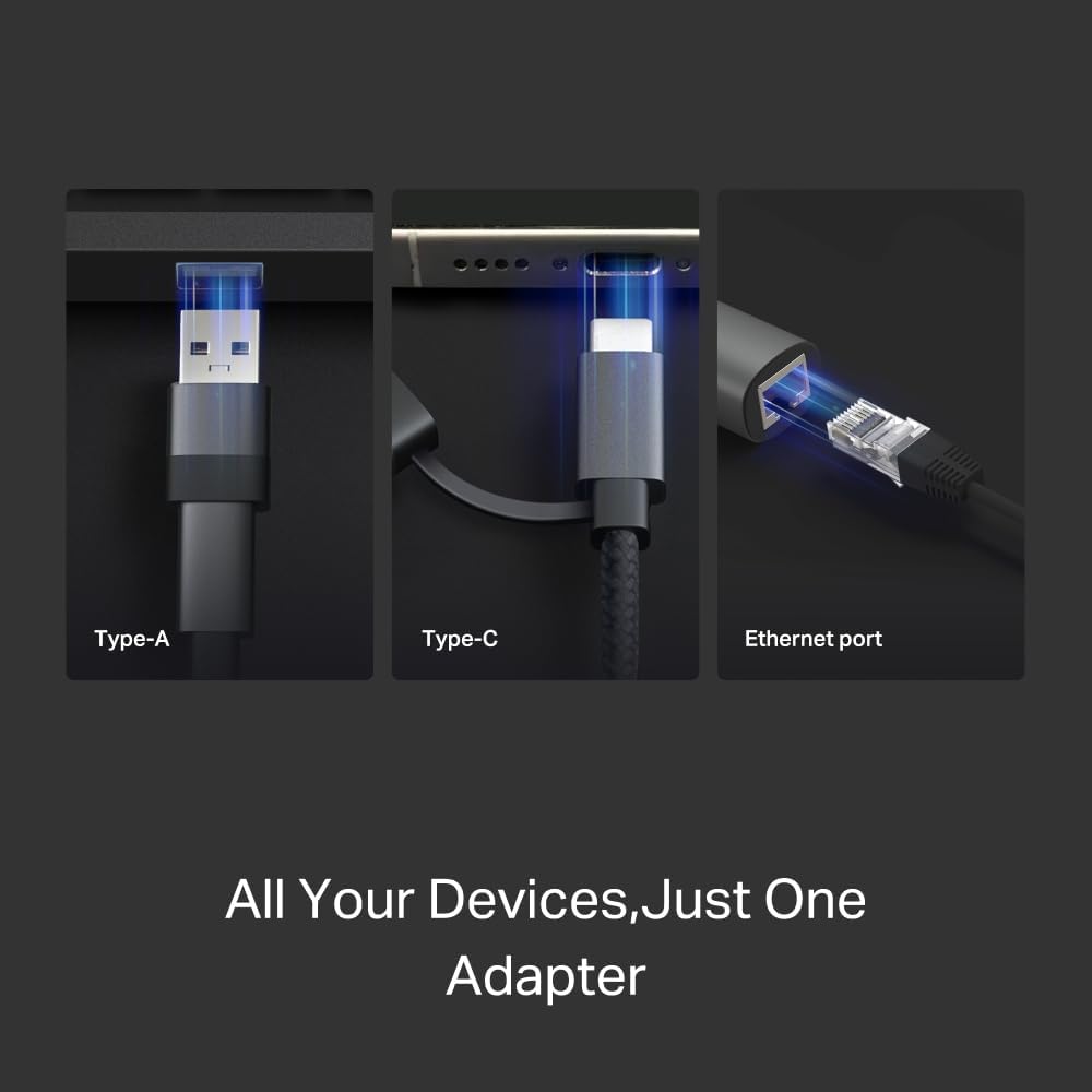 Thumbnail 1 de TP-Link UE310C USB-C to Gigabit Ethernet Adapter (USB 3.0, aluminium) for Mac, Windows, iPad, Linux and Android