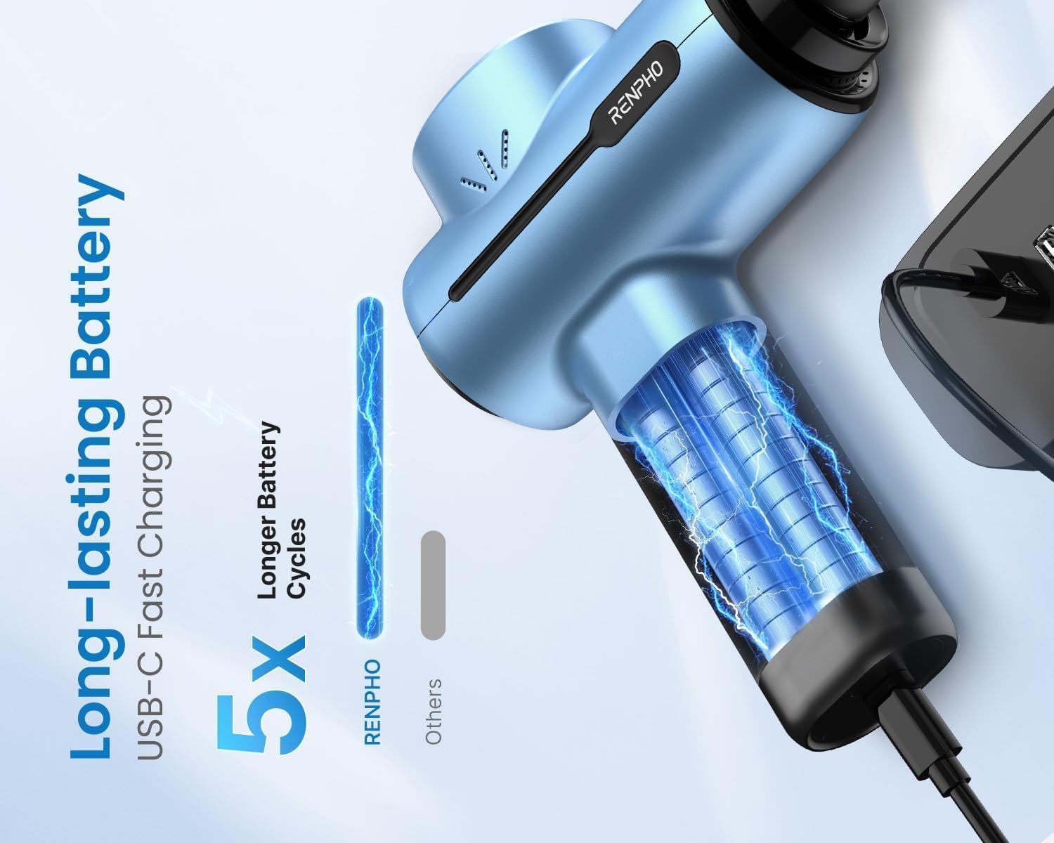 Thumbnail 2 de RENPHO Active Massage Gun für Tiefes Gewebe – kabellose Massagepistole mit bürstenlosem Motor und USB‑C Laden