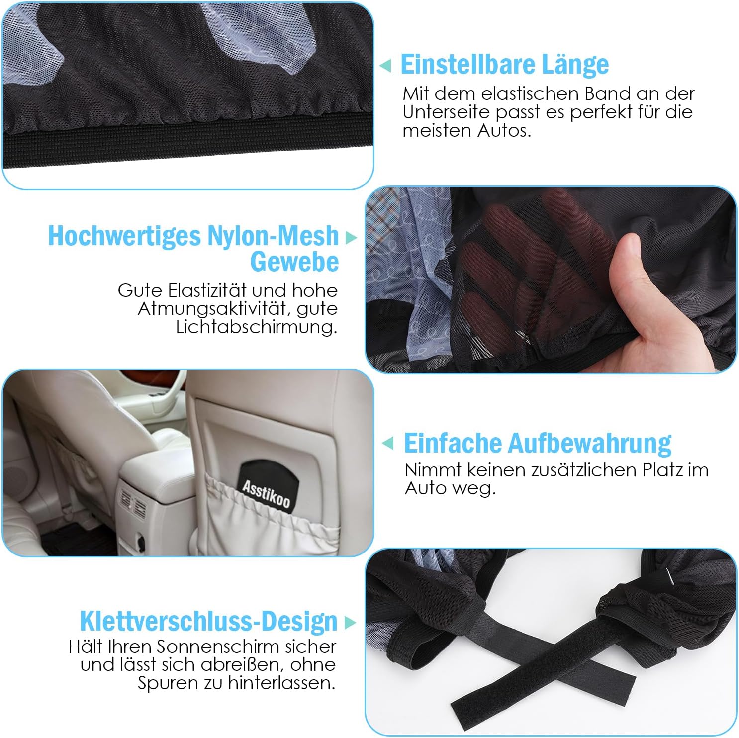 Thumbnail 5 de Asstikoo Auto Sonnenschutz Baby – universal dehnbarer UV-Schutz für Seitenfenster (2 Stück)