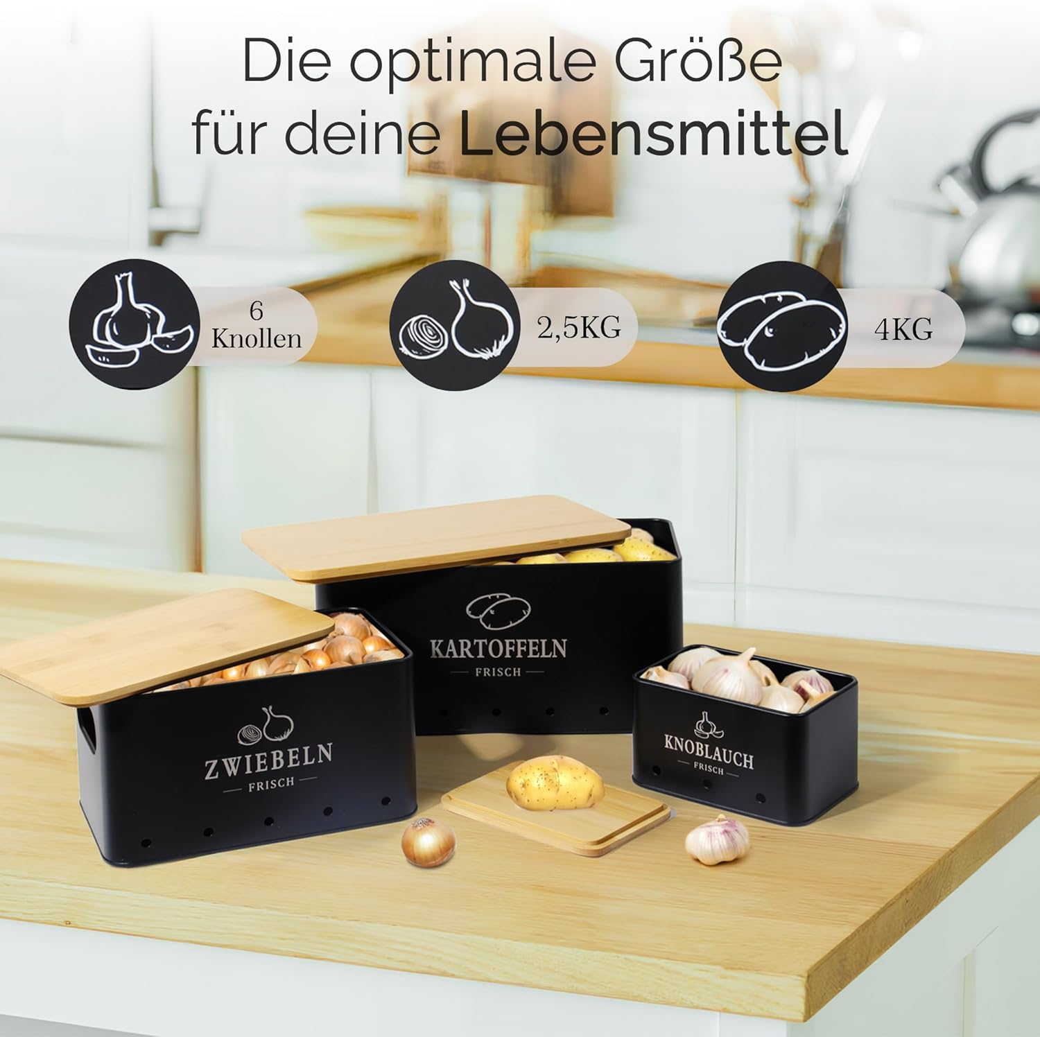 Thumbnail 3 de GREELUE Kartoffel Aufbewahrungsbox 3er Set – 360° Luftzirkulation für längere Frische