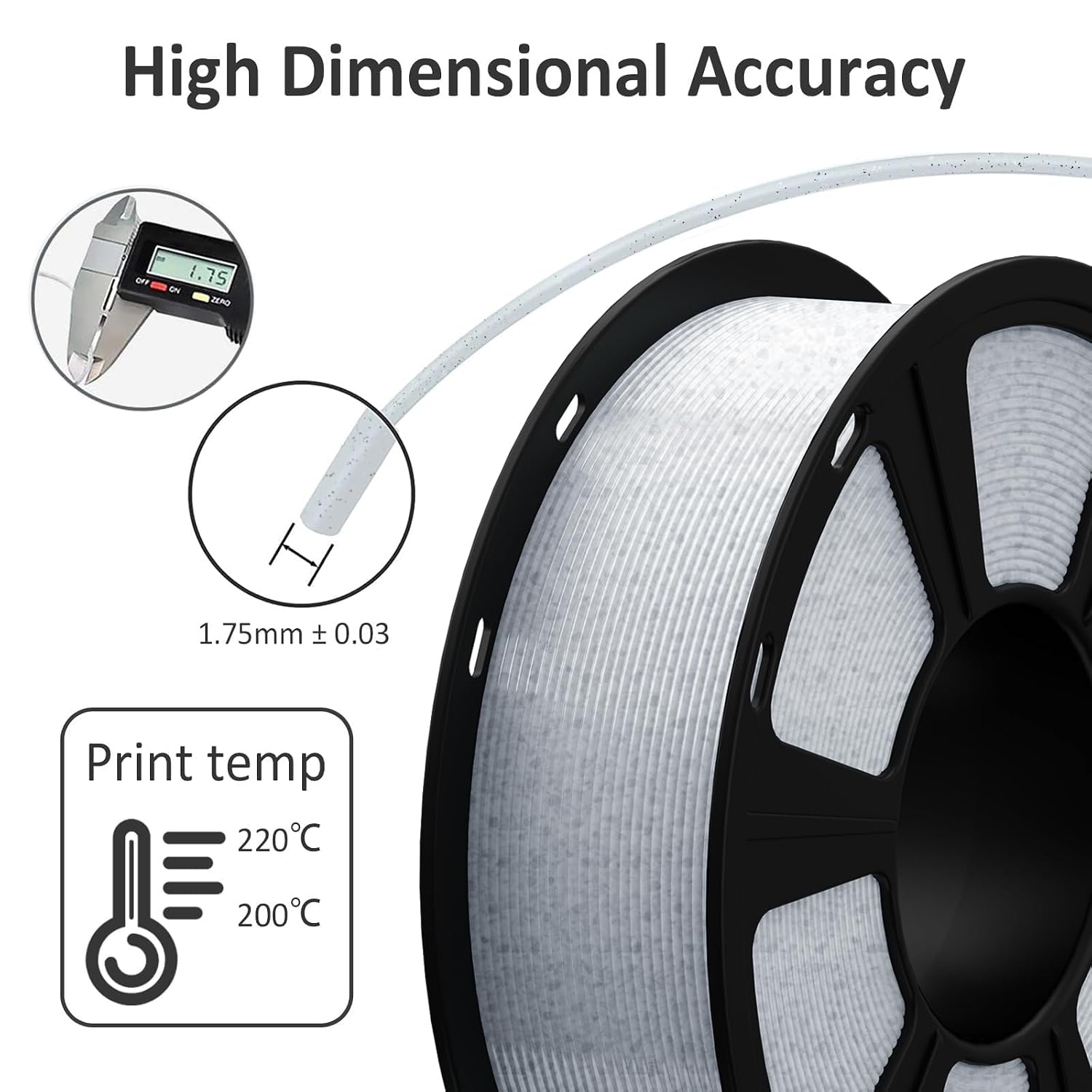 Detalle 2 de Geeetech Marble PLA 3D Printer Filament, White-Grey, 1kg Spool