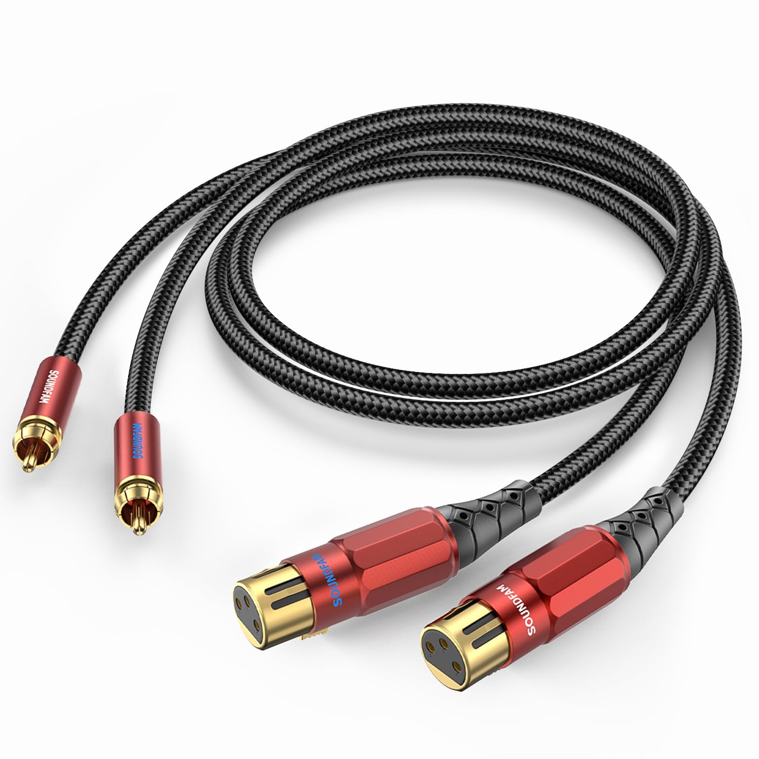 Detalle de SOUNDFAM Dual XLR to RCA Cable (3m) with Y-splitter and gold-plated connectors