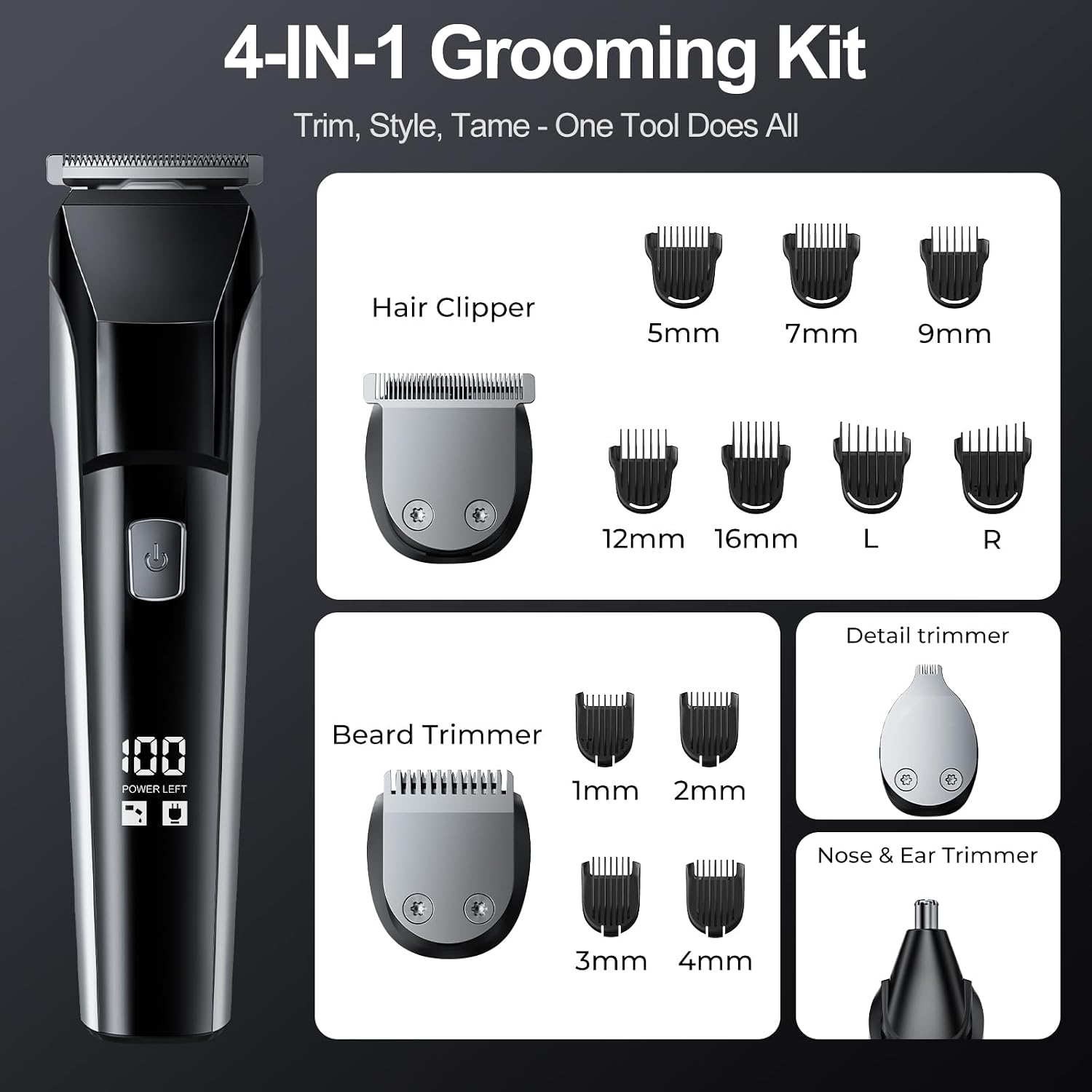 Thumbnail 6 de YGZ Beard Trimmer with 11 Guide Combs