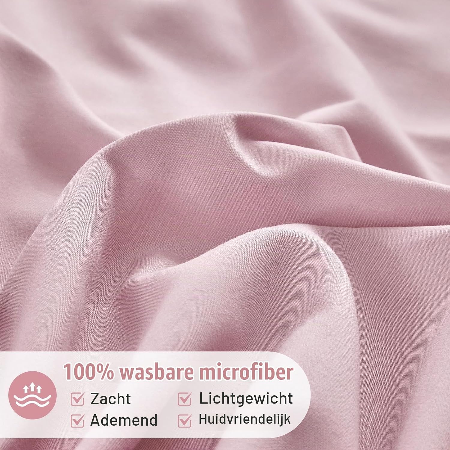 Detalle 1 de Lekesky JF-622007PK02DEM2-DECL dekbedovertrekset, roze microvezel met ruches
