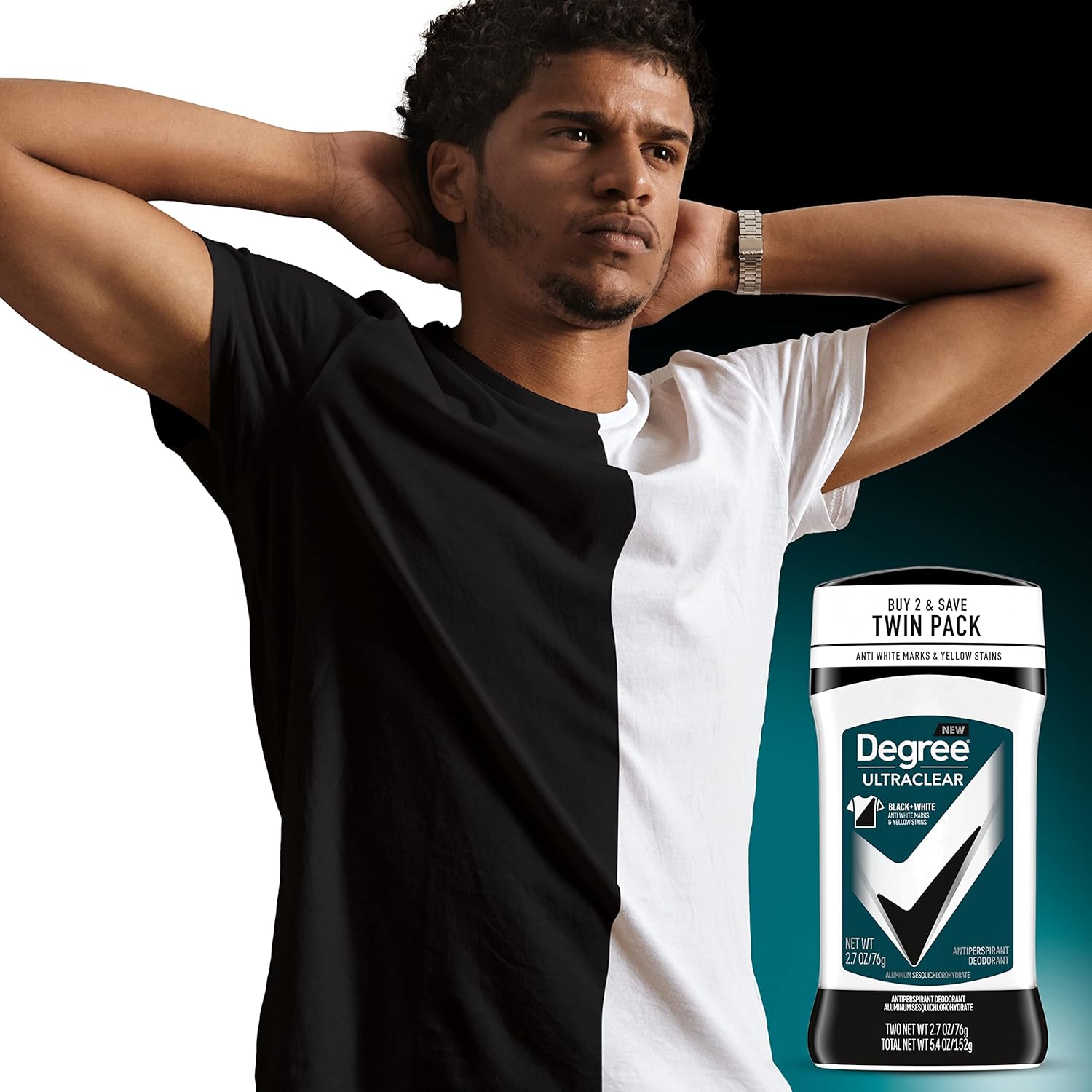Detalle 2 de Degree Men UltraClear Antiperspirant Deodorant Black+White (2 Count, 2.7 oz) with MotionSense