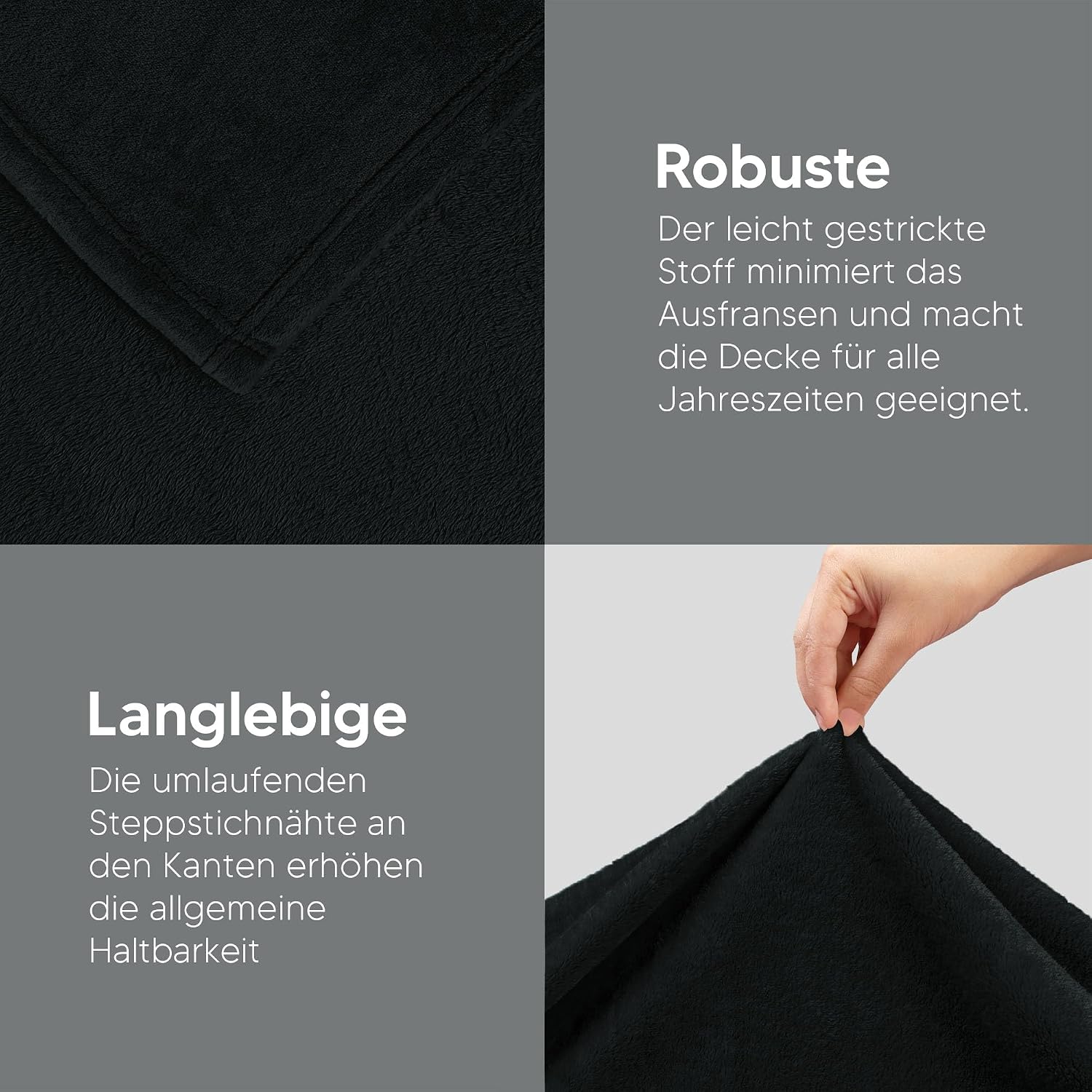 Thumbnail 4 de Utopia Bedding Kuscheldecke 228x228 Schwarz