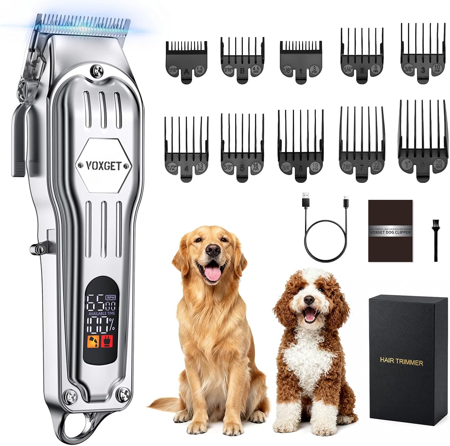 Detalle de VOXGET Dog Clippers with 10 Guide Combs