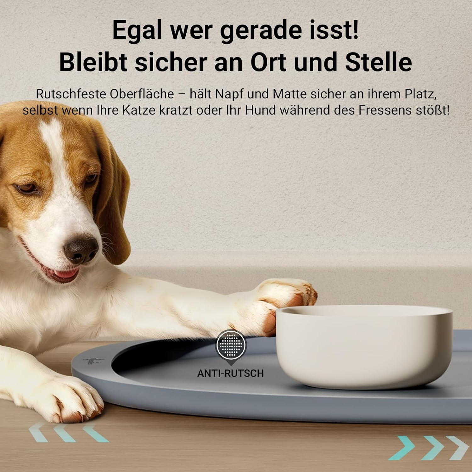 Detalle de DownyPaws Napfunterlage Katzen – Silikon Futtermatte, BPA-frei, 62 × 43 cm, Grau
