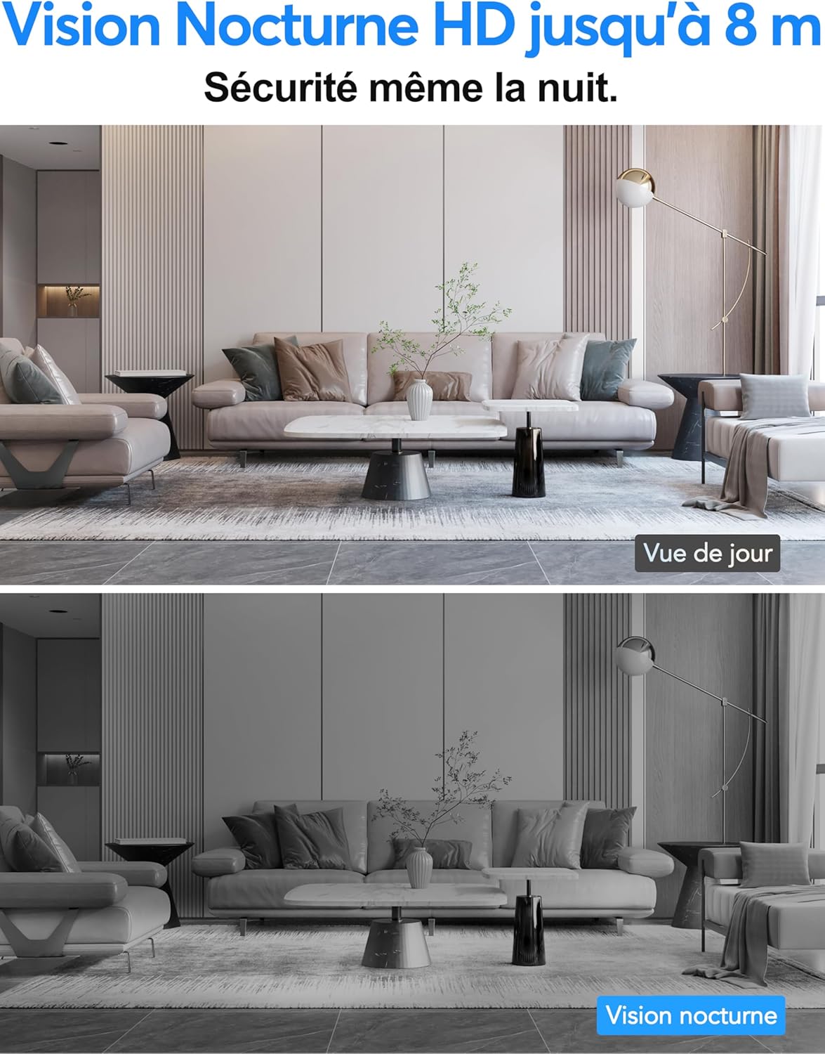 Thumbnail 3 de Elelink Caméra Surveillance WiFi Intérieure 2K 3 MP (audio bidirectionnel, vision nocturne) — compatible Alexa & Google Assistant