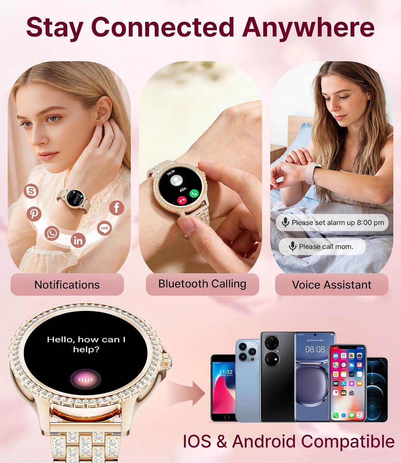 Detalle 2 de LIGE Women's Smart Watch 1.32" HD