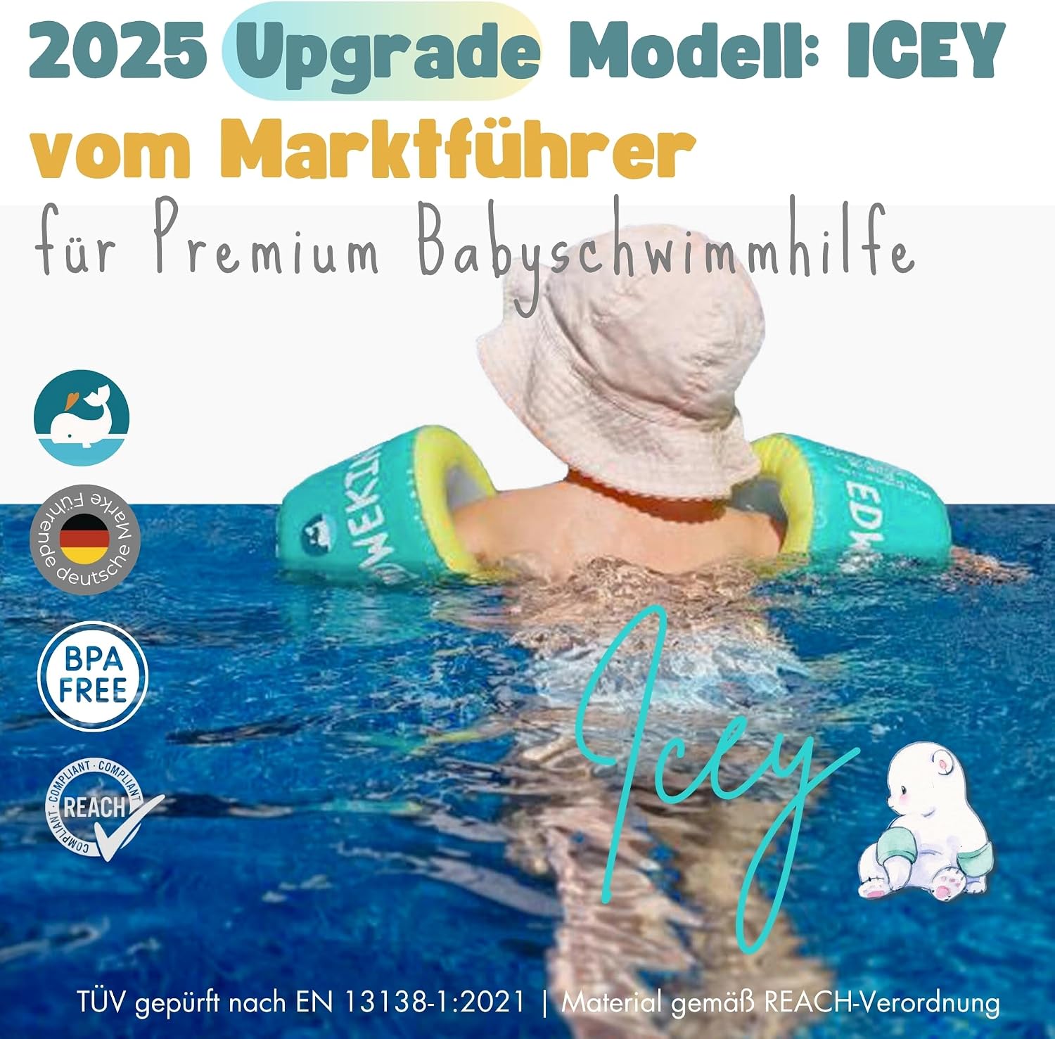 Detalle 2 de EDWEKIN Premium Schwimmflügel Kinder 1–6 Jahre
