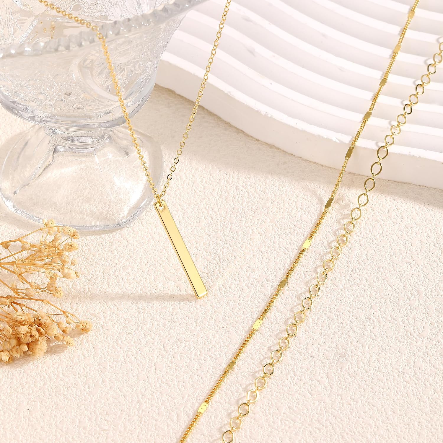 Detalle 1 de Layered Gold Necklace Set, 14K Gold Plated