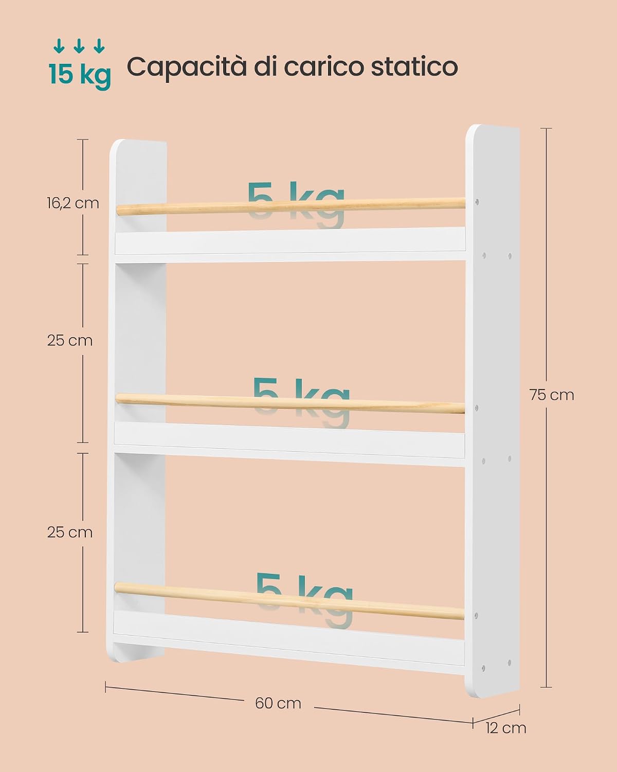 Thumbnail 2 de SONGMICS Libreria Montessoriana 12x60x75 cm