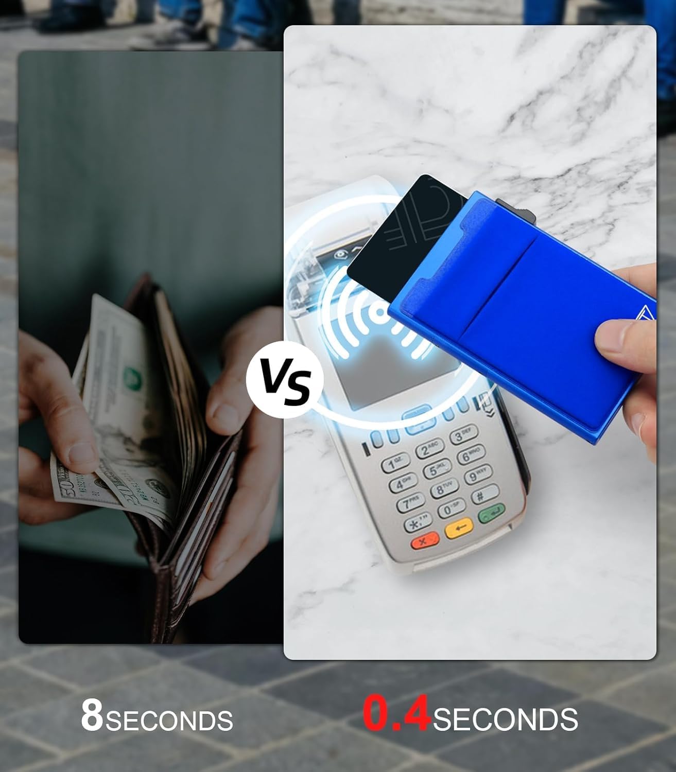 Thumbnail 4 de TOYFID schlanke Herren-Geldbörse mit RFID-Blocker und Kartenfach für 6 Karten (blau)