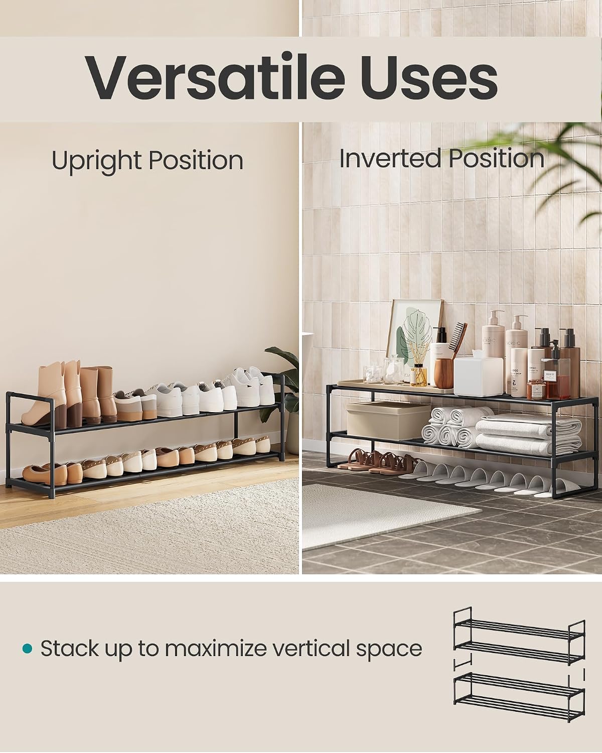 Detalle 2 de SONGMICS 2-Tier shoe rack 30 x 116 cm