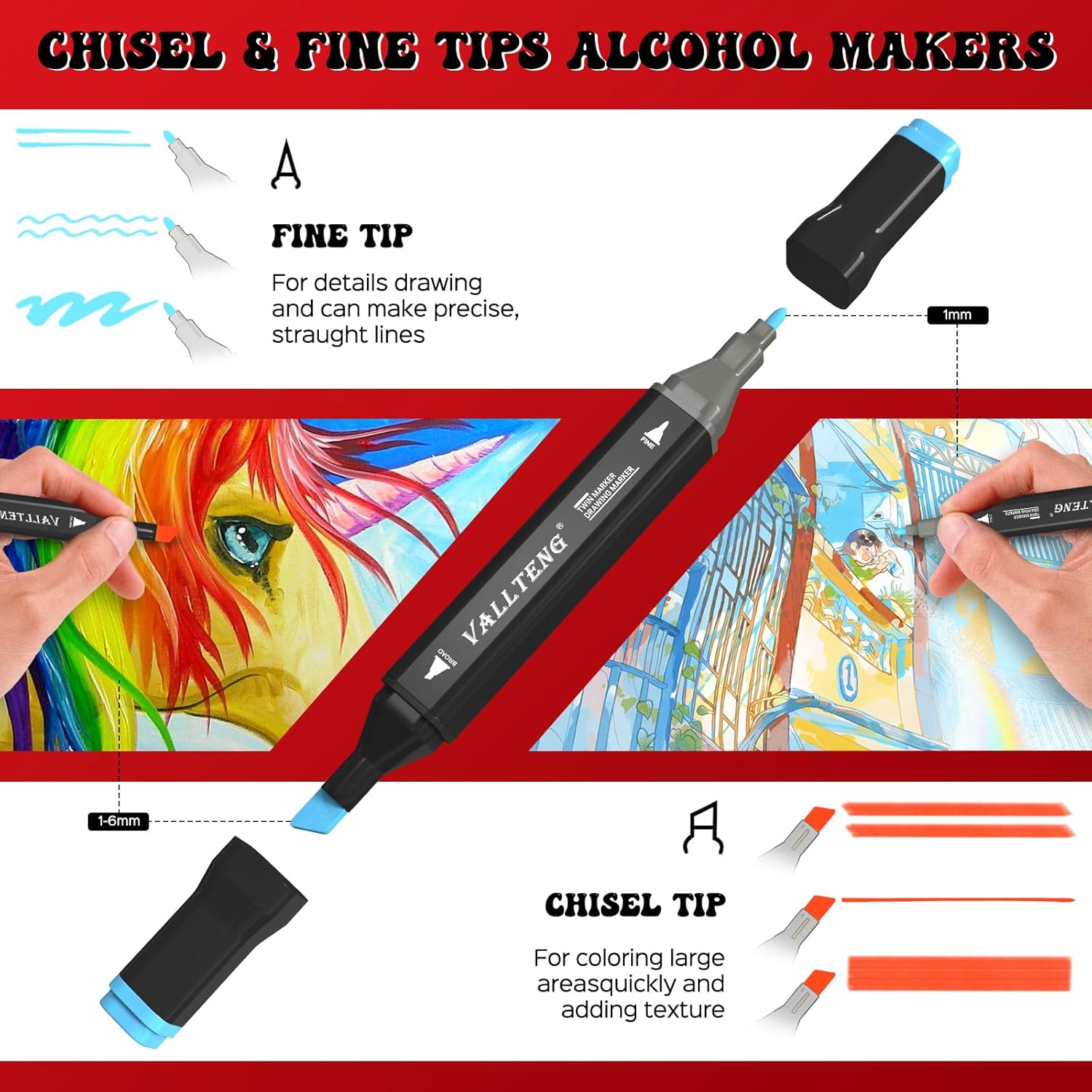 Thumbnail 1 de Vallteng Feutres à alcool 80 couleurs 🎨