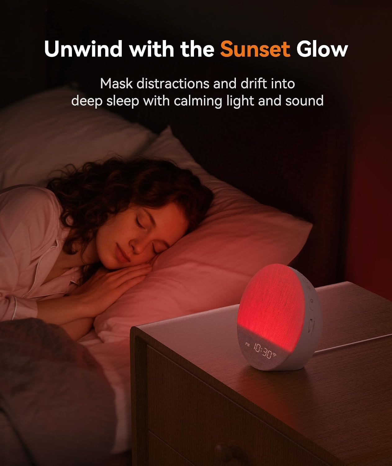 Detalle de Dreamegg Sunrise Alarm Clock Wake-Up Light with App Control (Sunset Sleep & 34 Sounds)