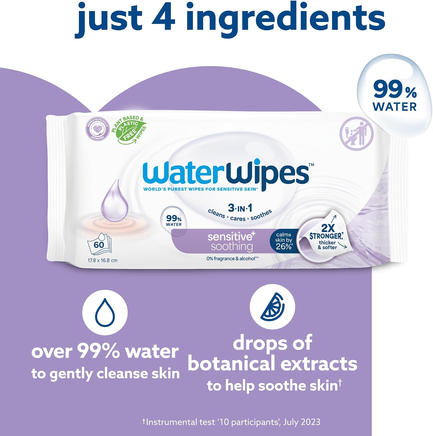 Detalle de WaterWipes Sensitive+ Soothing Wipes 360 Count