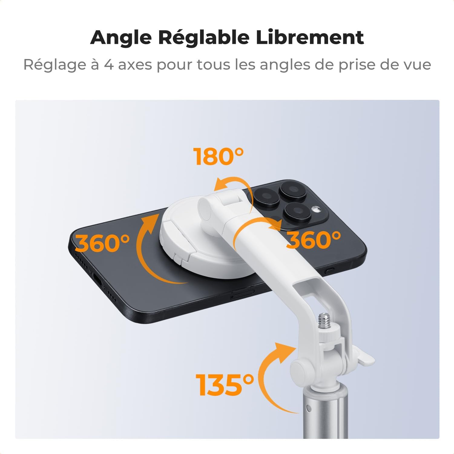 Detalle de K&F CONCEPT Trépied iPhone Mag-Safe 180 cm — 3-en-1 selfie magnétique avec télécommande