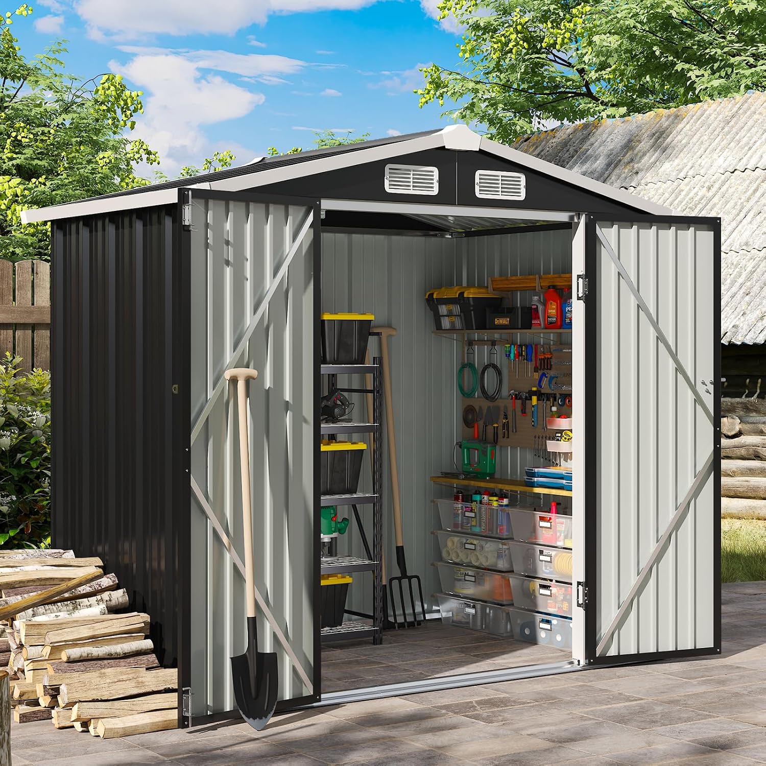 Detalle de Aoxun Metal Storage Shed 6x4 FT