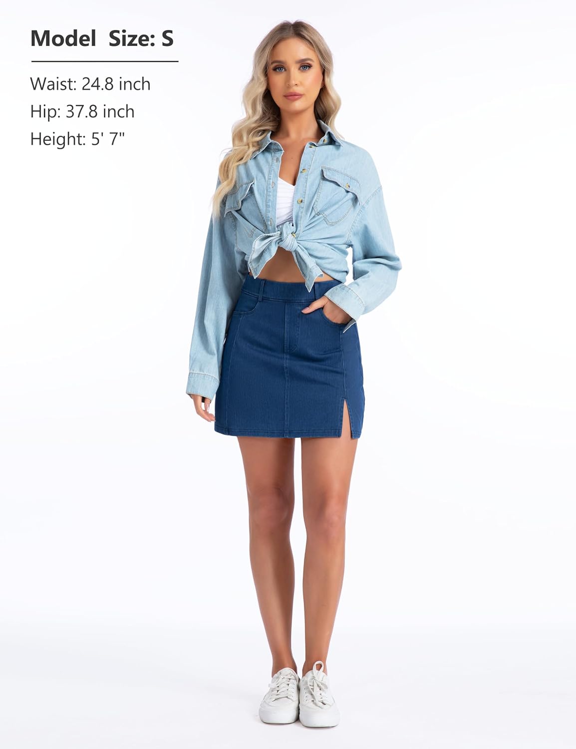 Thumbnail 6 de THE GYM PEOPLE Women's Stretch Denim Mini Skort with 4 Pockets