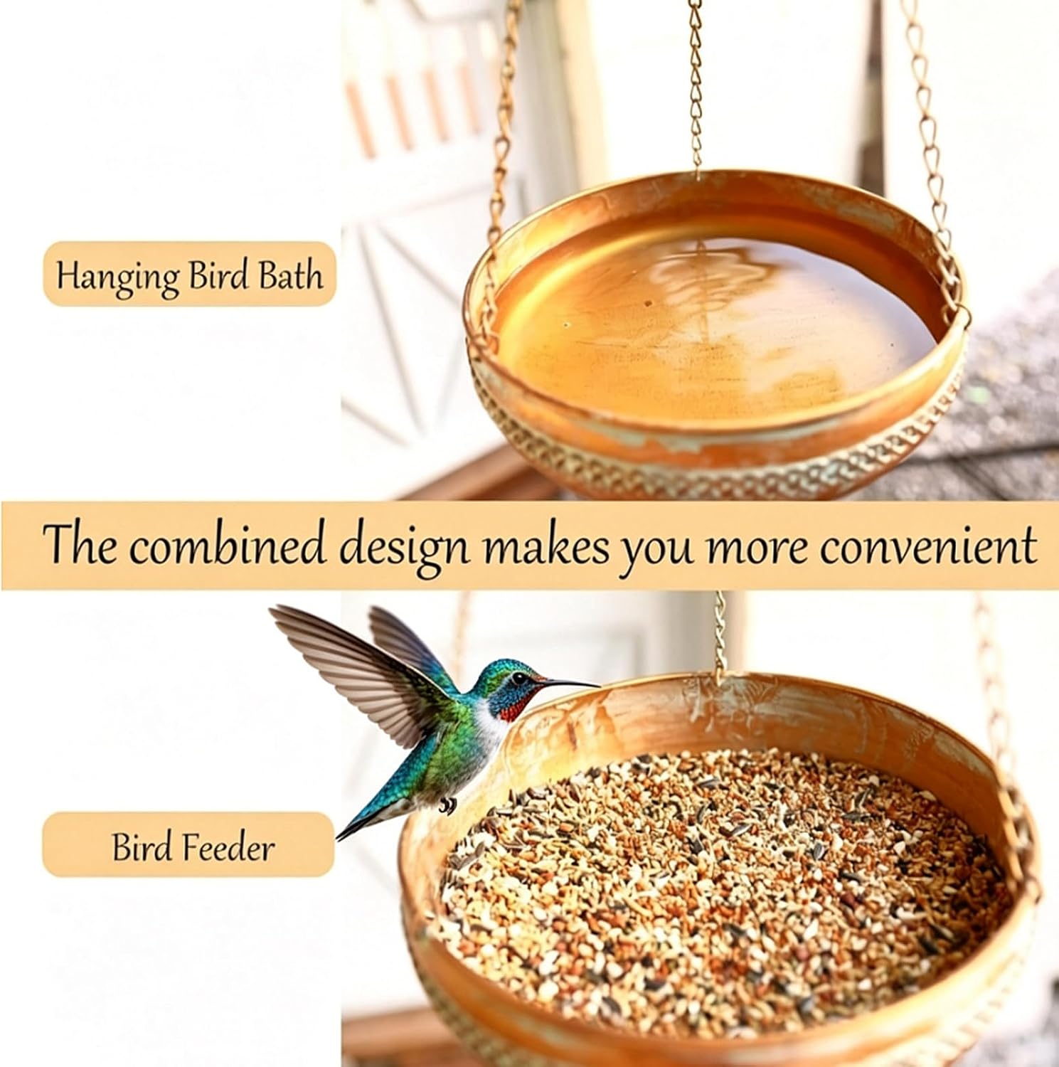 Detalle 1 de Hanging Bird Bath, 10-Inch Iron