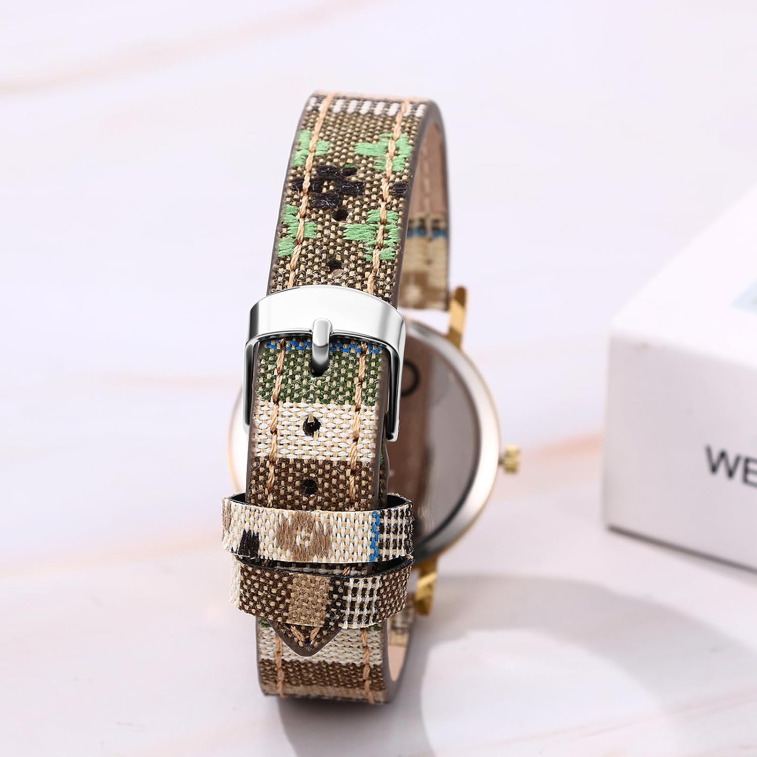 Thumbnail 2 de OIDEA Damen Armbanduhr „Boho Hippie“ im Vintage-Bohemian Stil mit Leder- und Stoffarmband
