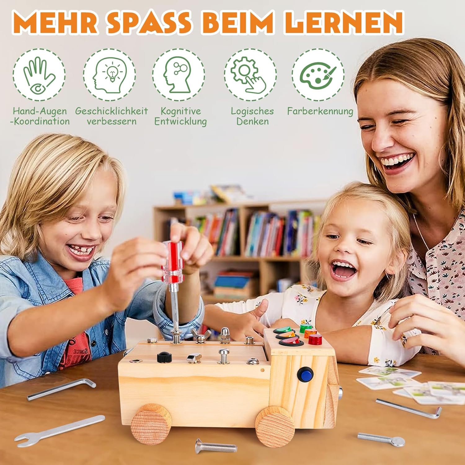 Detalle 2 de OAKJAR Montessori Schraubendreher Brett 2–6 Jahre