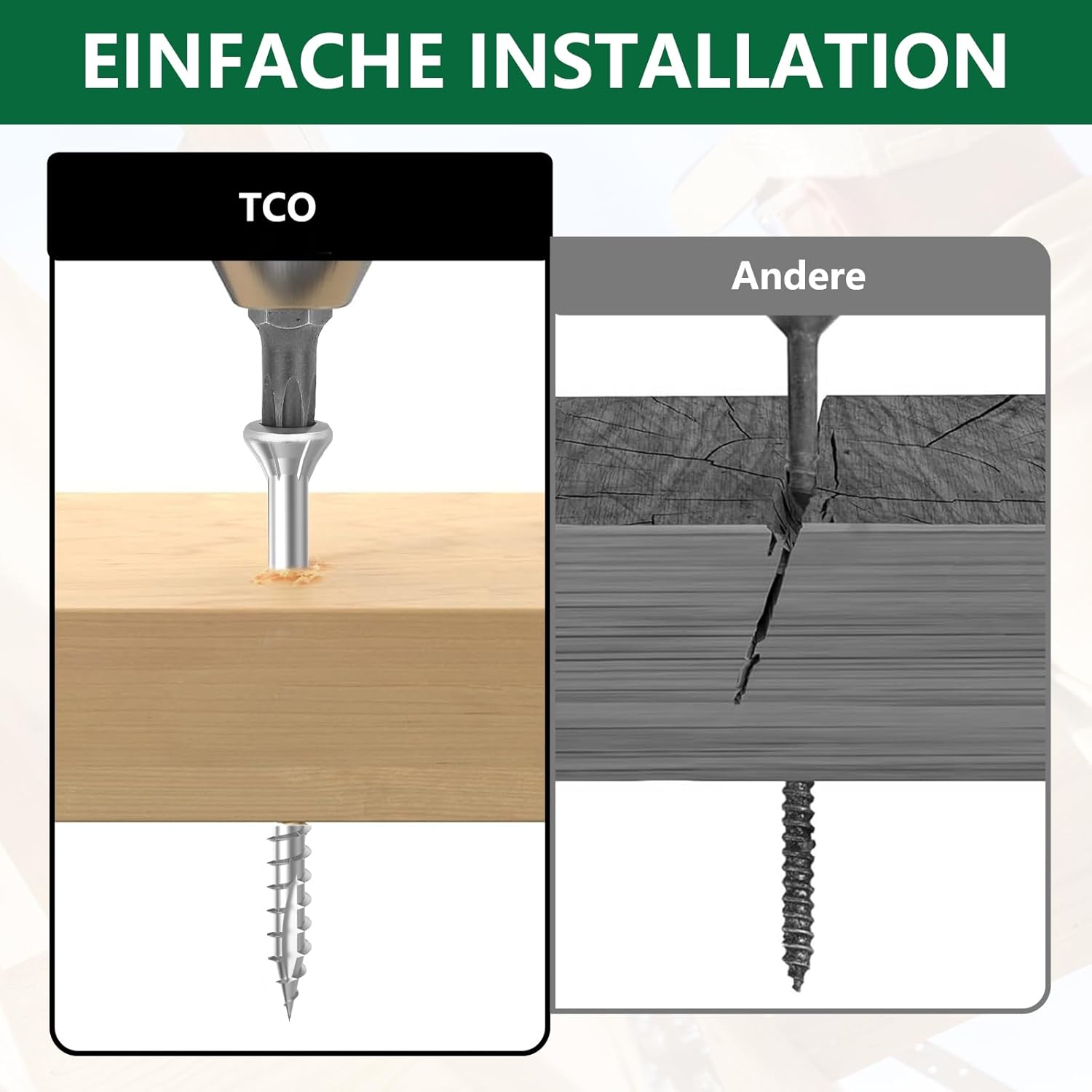 Detalle 2 de TCO Vis pour terrasse 5x50 acier inoxydable A2 (200) + embouts T25
