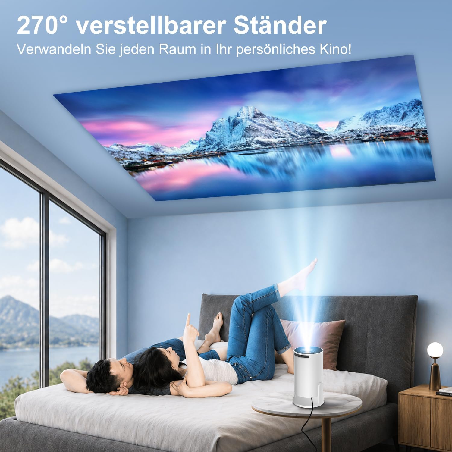 Thumbnail 6 de Salange Mini Beamer – tragbarer 4K-fähiger Android 14 Projektor mit 270° Drehung