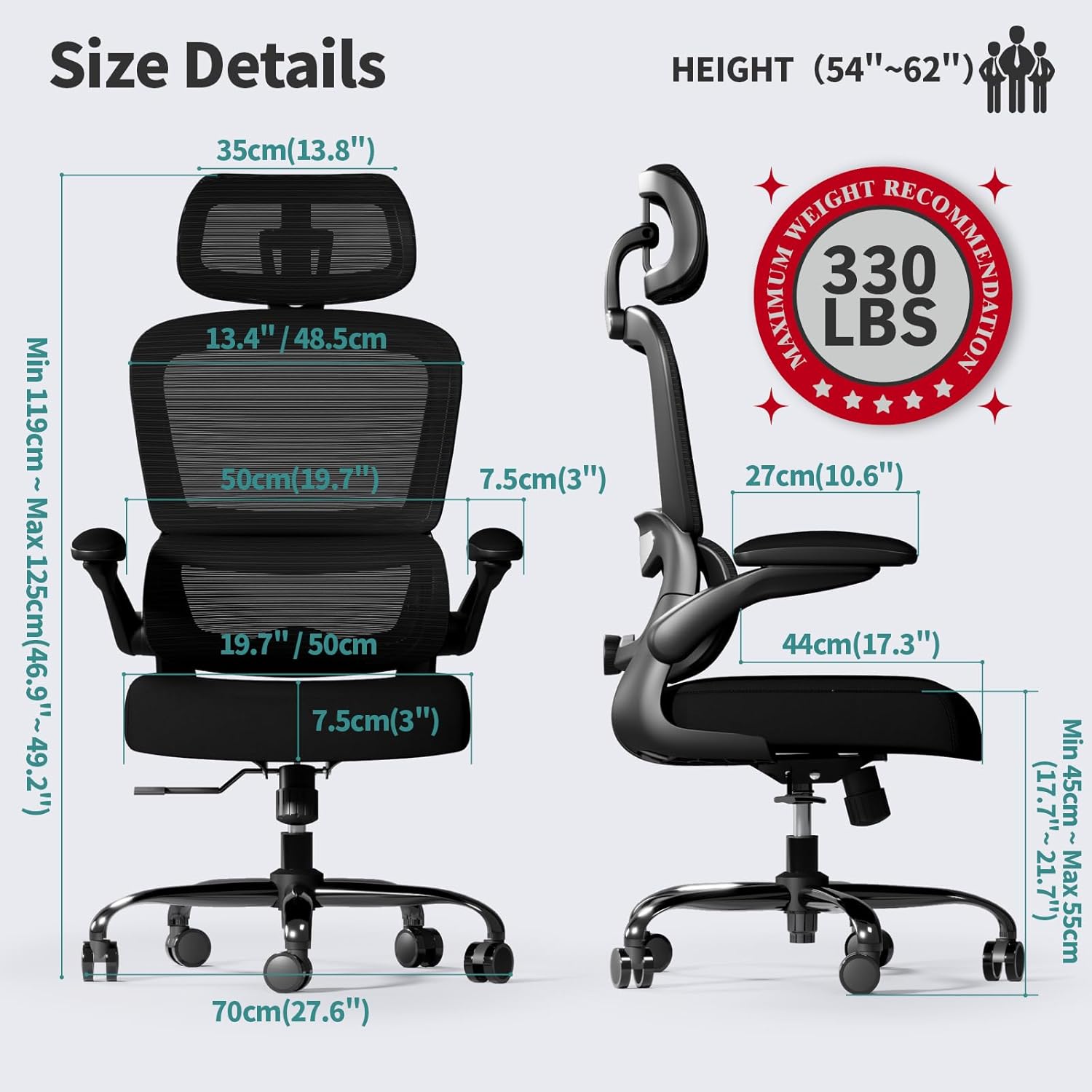 Detalle 2 de TRALT Ergonomic Office Chair 330 LBS