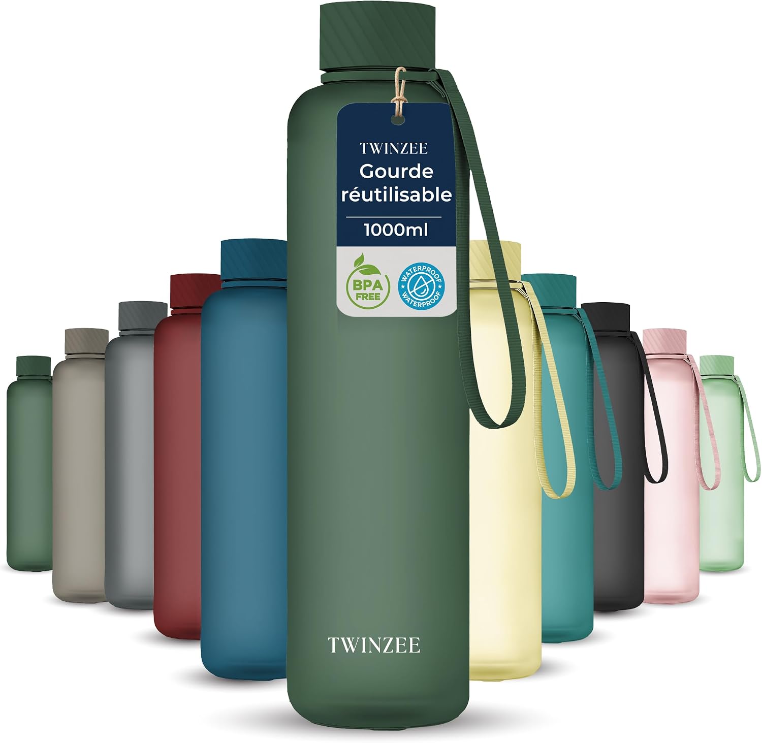 Detalle de Twinzee Gourde 1L Tritan – Anti-fuite, sans BPA – Vert Forêt