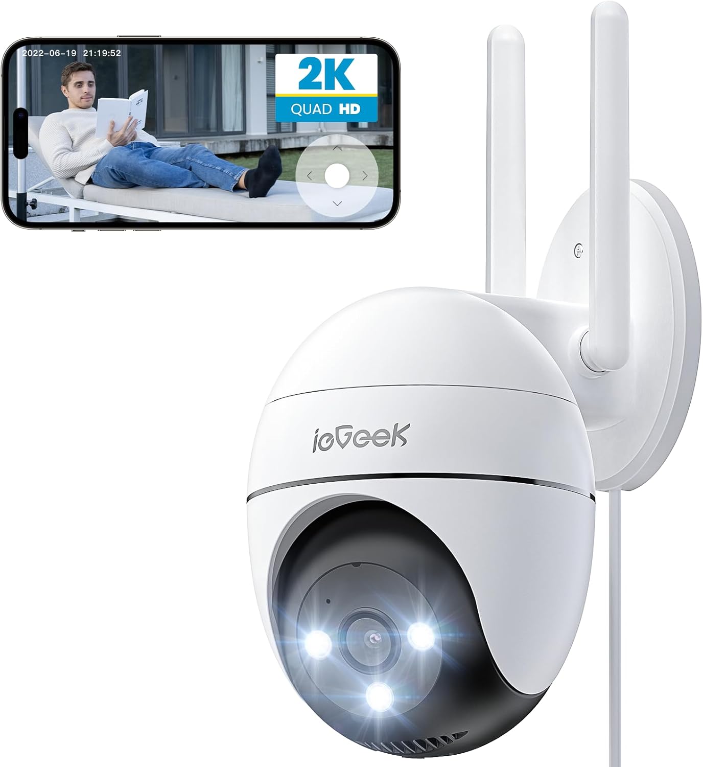 Detalle de ieGeek 2K Telecamera Wi‑Fi 3MP 360° PTZ