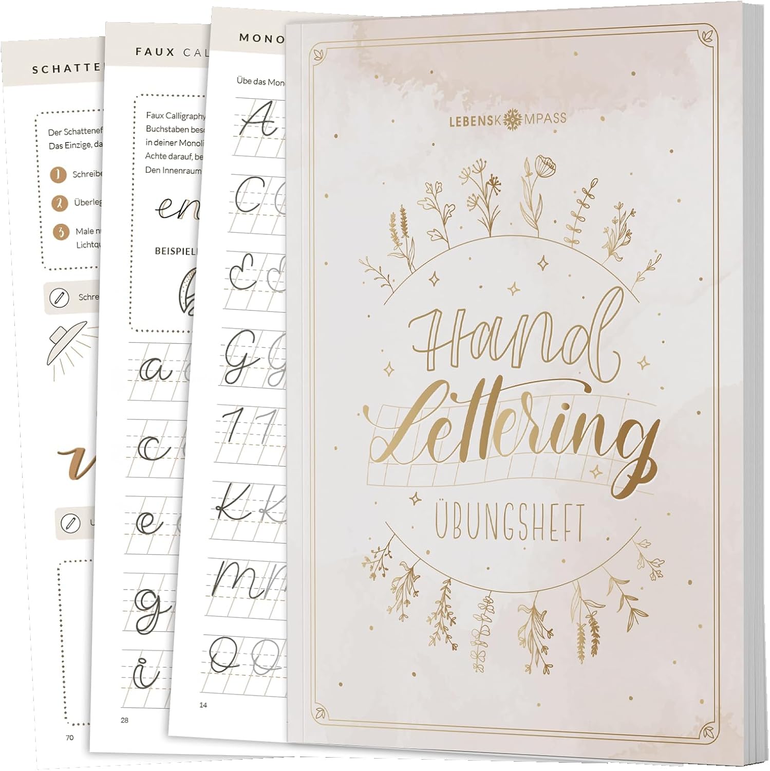 Detalle de Lebenskompass® Handlettering Übungsbuch für Anfänger – Achtsame Kalligraphie & Hand Lettering trainieren