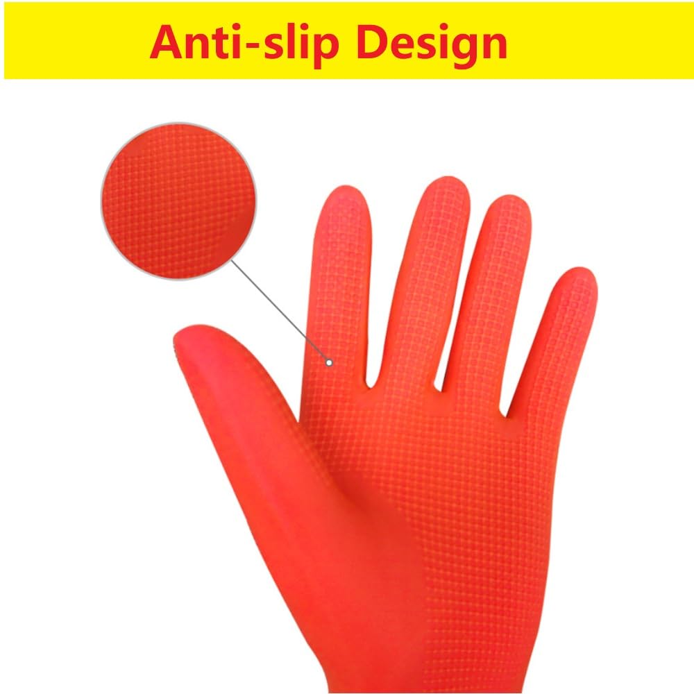 Thumbnail 2 de YIOIY Reusable Rubber Dishwashing Gloves S Red