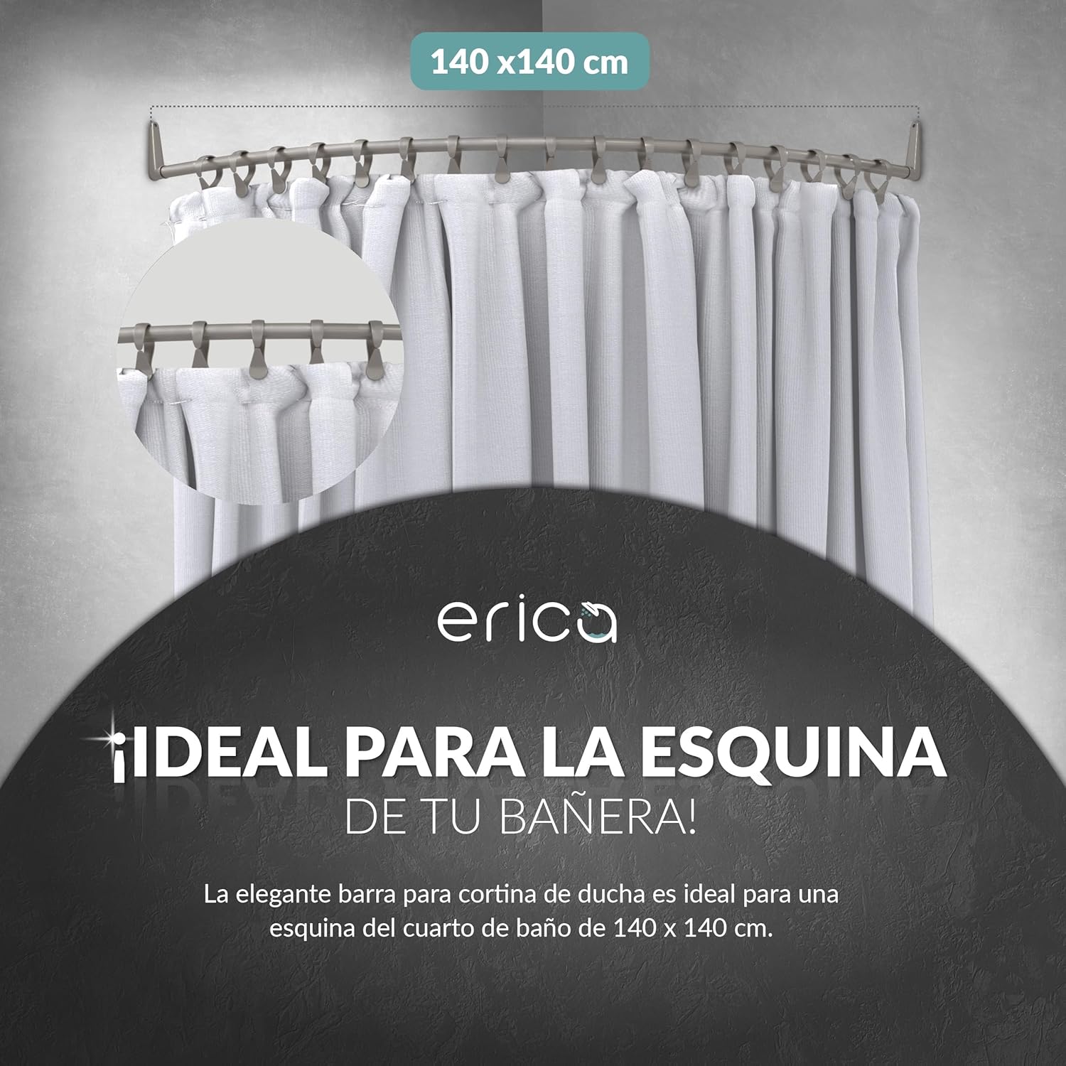 Thumbnail 2 de Erica Barra Curvada para Cortinas de Ducha 140x140cm